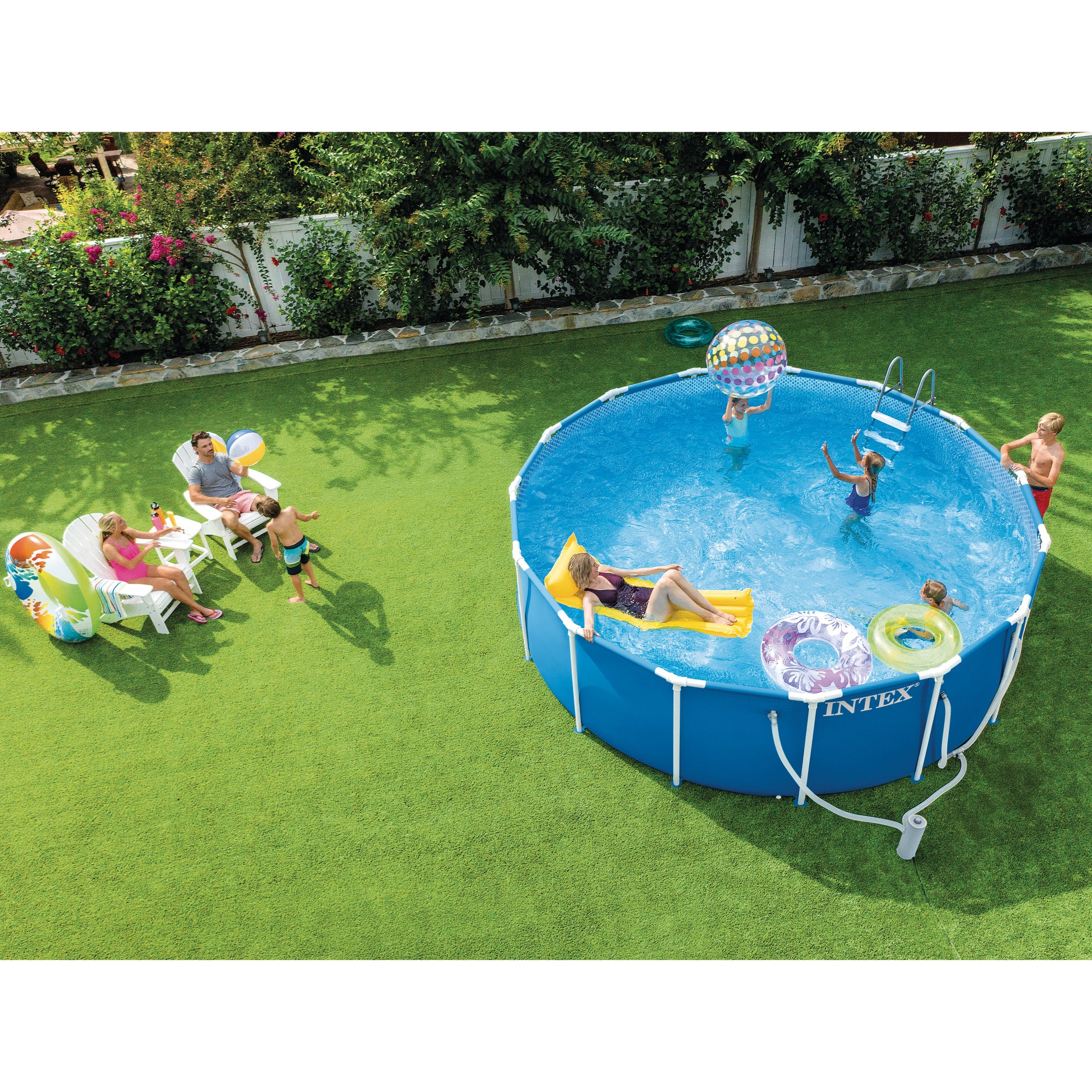 Intex 15-Foot Metal Frame Pool Set With Filter Pump, Ladder & Cover - Image 3