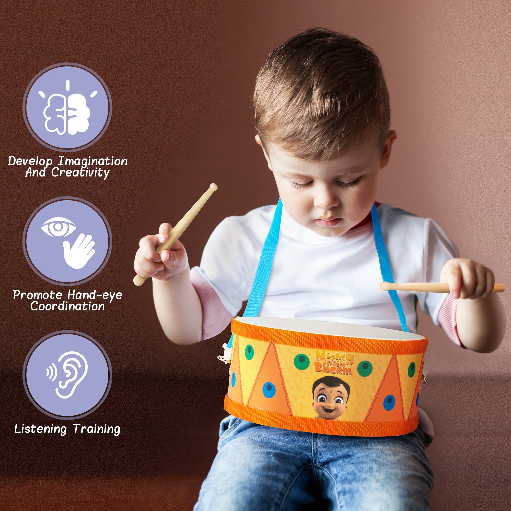Mightly Little Bheem Drummer Playset - Wooden Drum - Image 2
