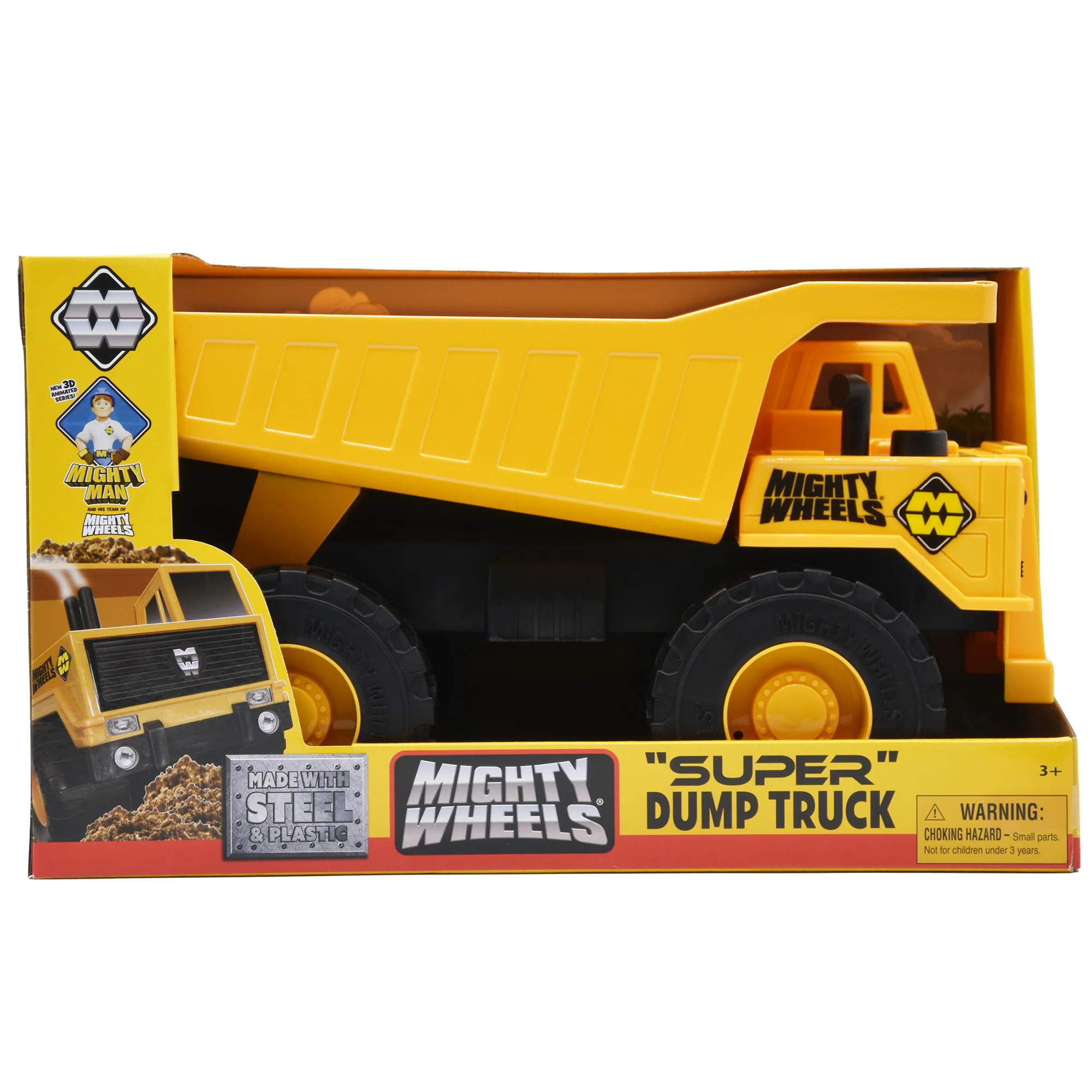 Mighty Wheels 16" Super Dump Truck with Moveable Tipping Bed, Durable Toy for Kids Aged 3+