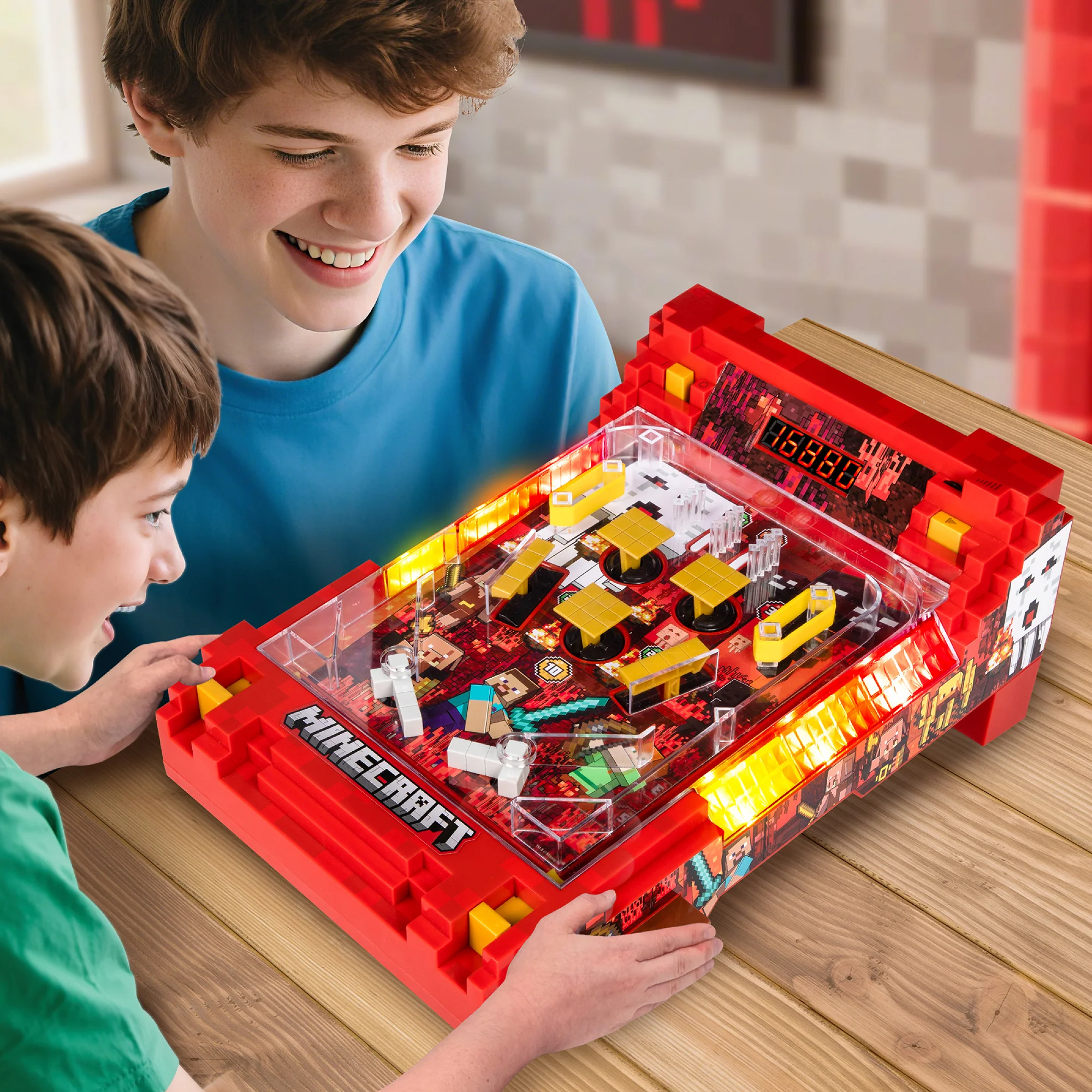 Minecraft Arcade Tabletop Pinball Machine - Nether Edition With Lights And Sounds - Image 4