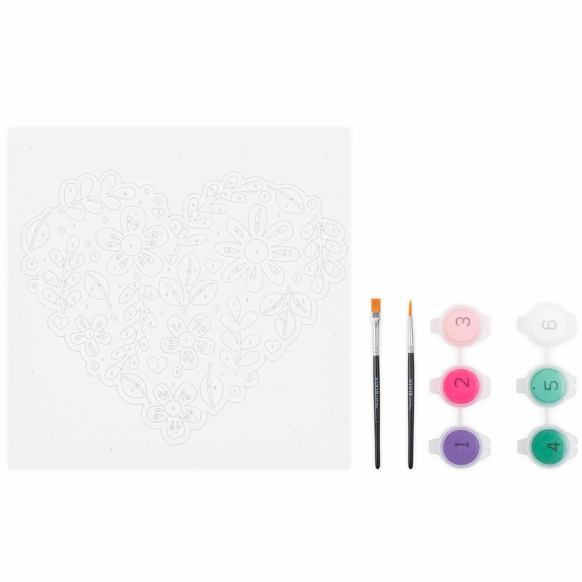 Mini Paint By Number: Flower Heart 6x6 Canvas Kit - Image 3