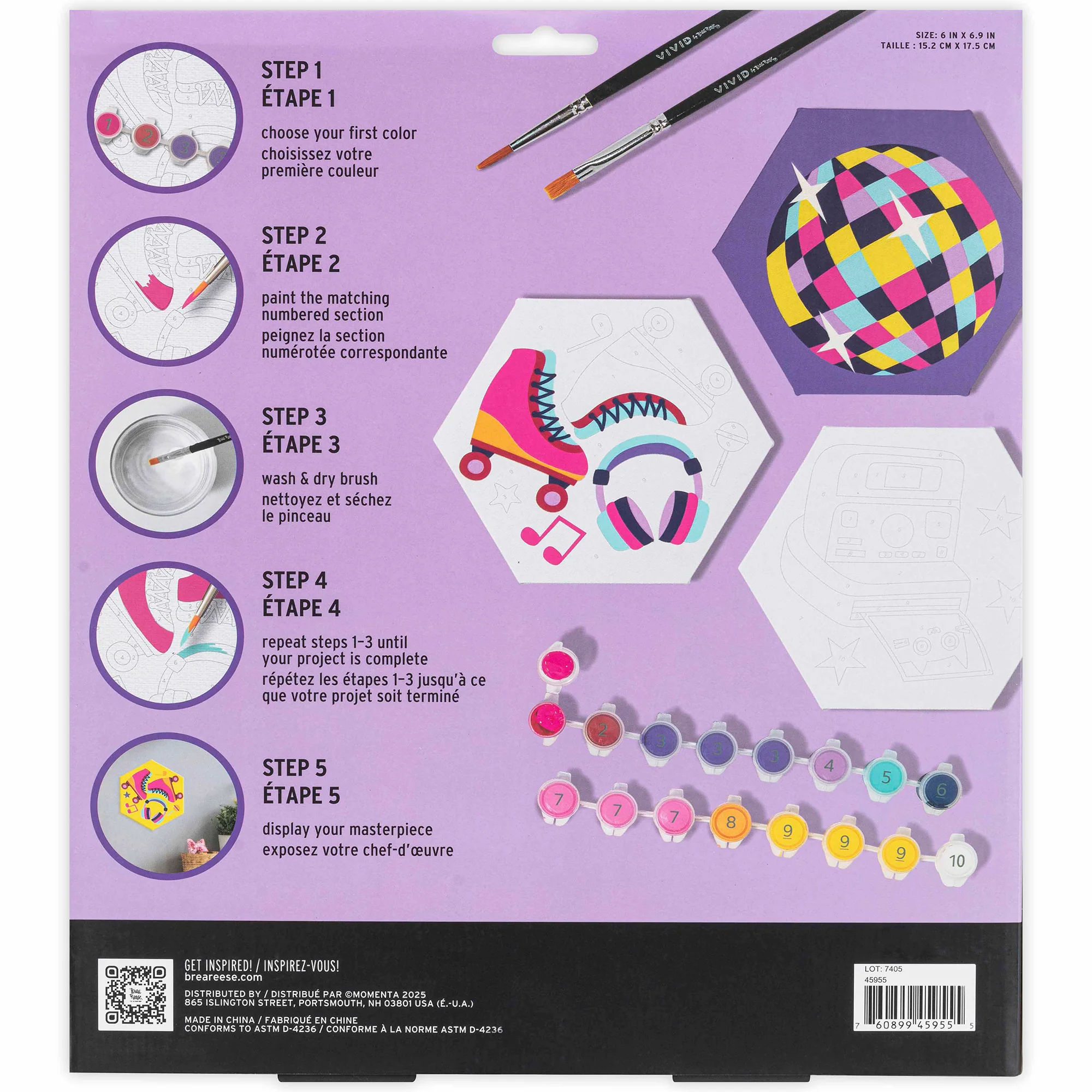 Hexagon Shape Retro 70s Paint By Number 3-Pack Canvas Kit - Image 2