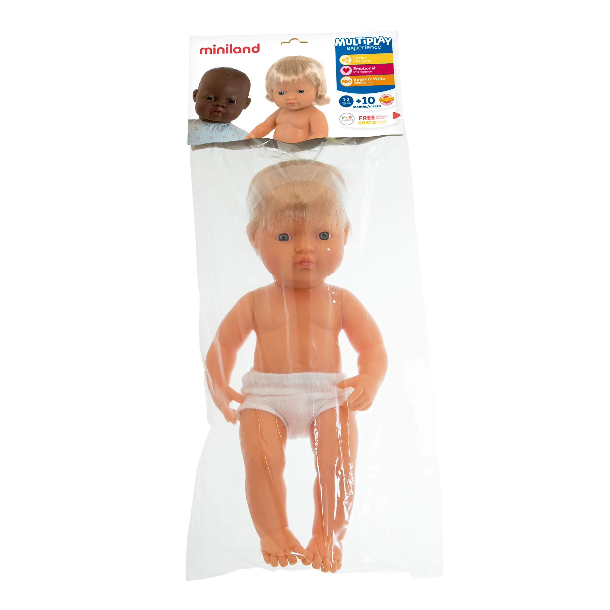 Miniland 15'' Blonde Hair Baby Doll with Hearing Aid - Vanilla Scented - Image 2