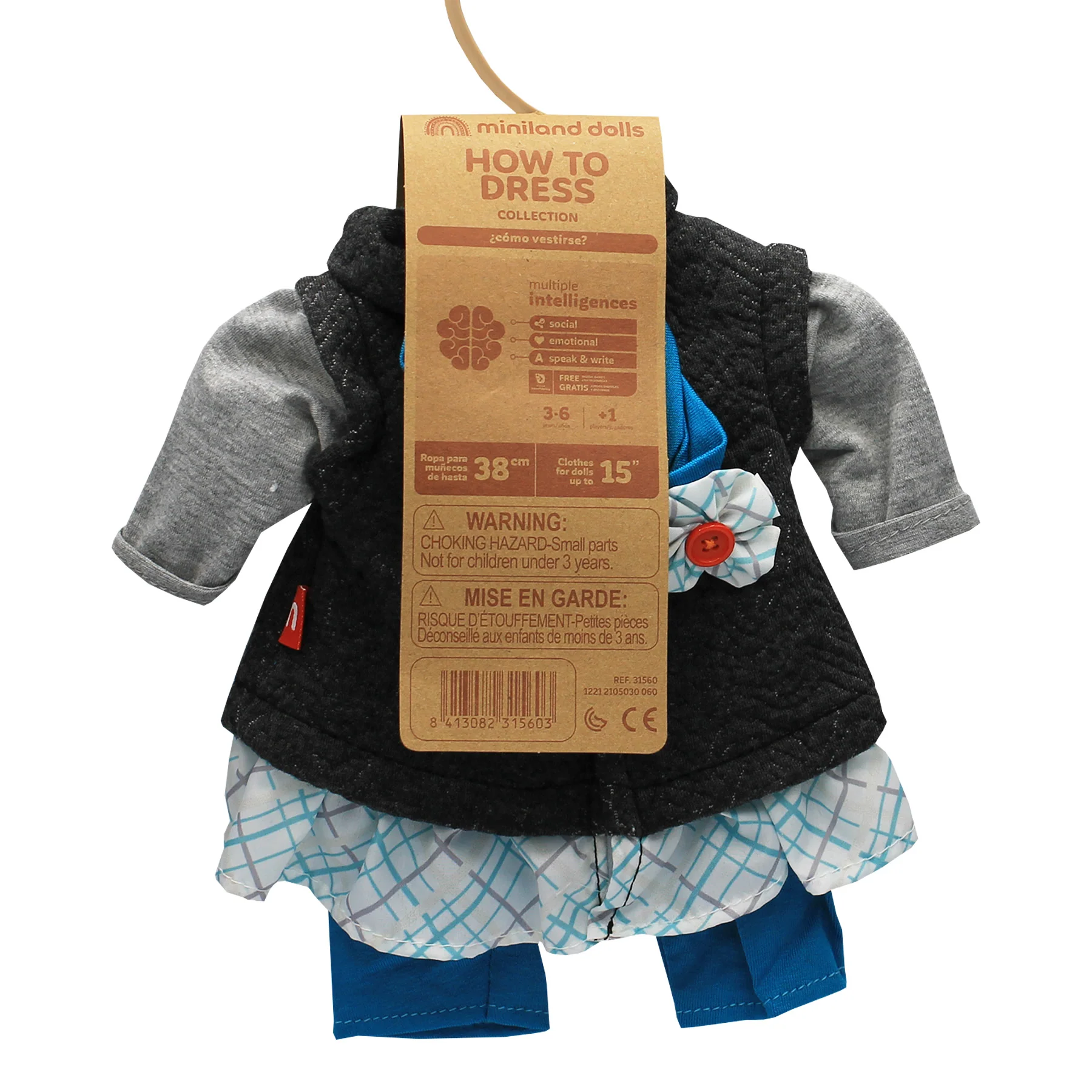 Miniland Autumn/Spring Outfit for 15-Inch Girl Dolls - Includes Accessories - Image 3
