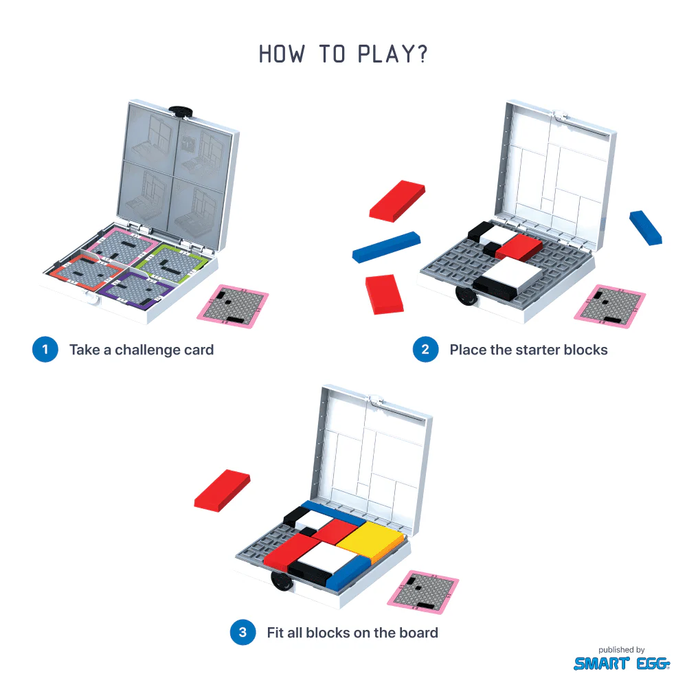 Mondrian Blocks White Edition - Travel-Friendly Puzzle Game