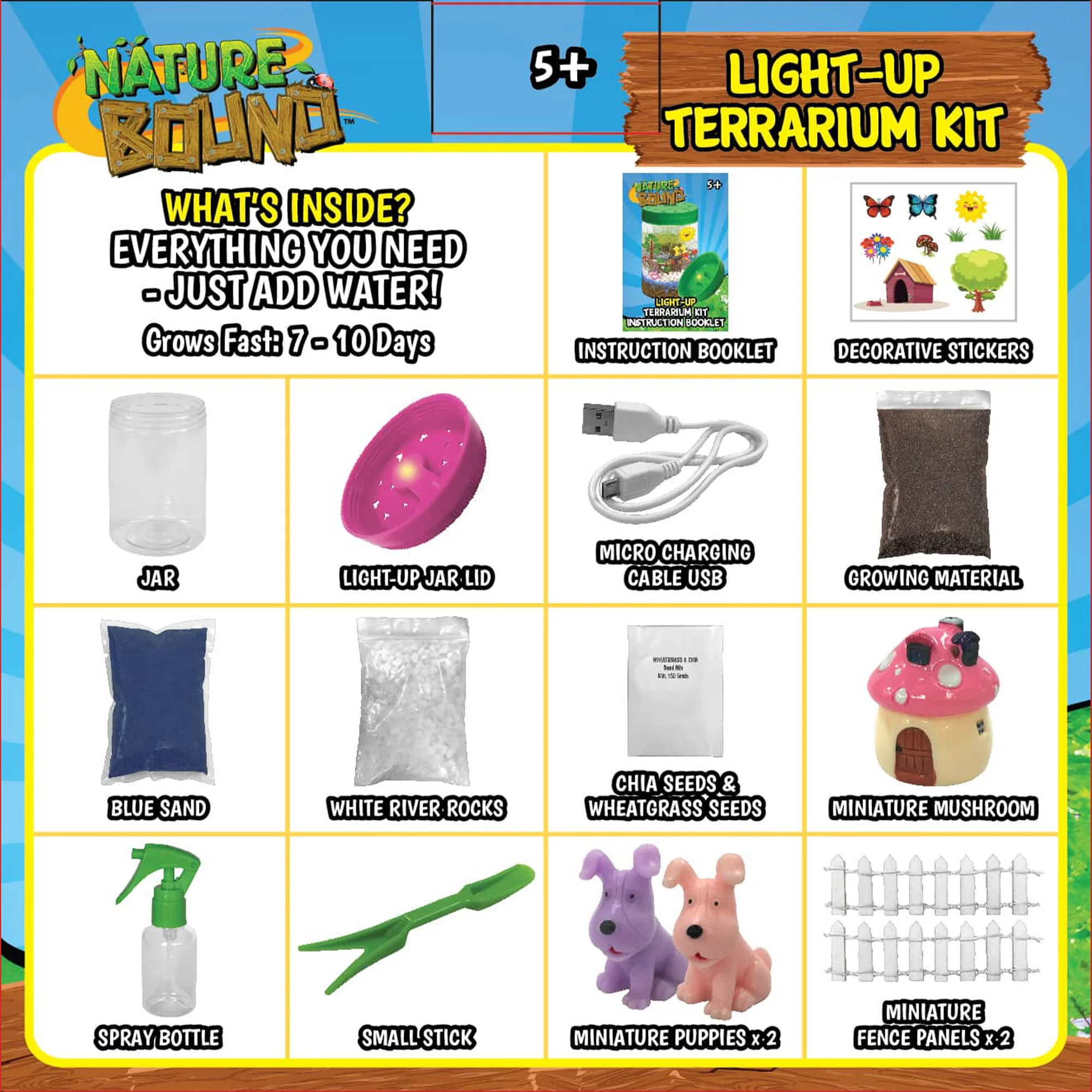 Nature Bound Light-Up Terrarium Kit – Pink Mini Garden Jar with LED for Kids 5+ - Image 3