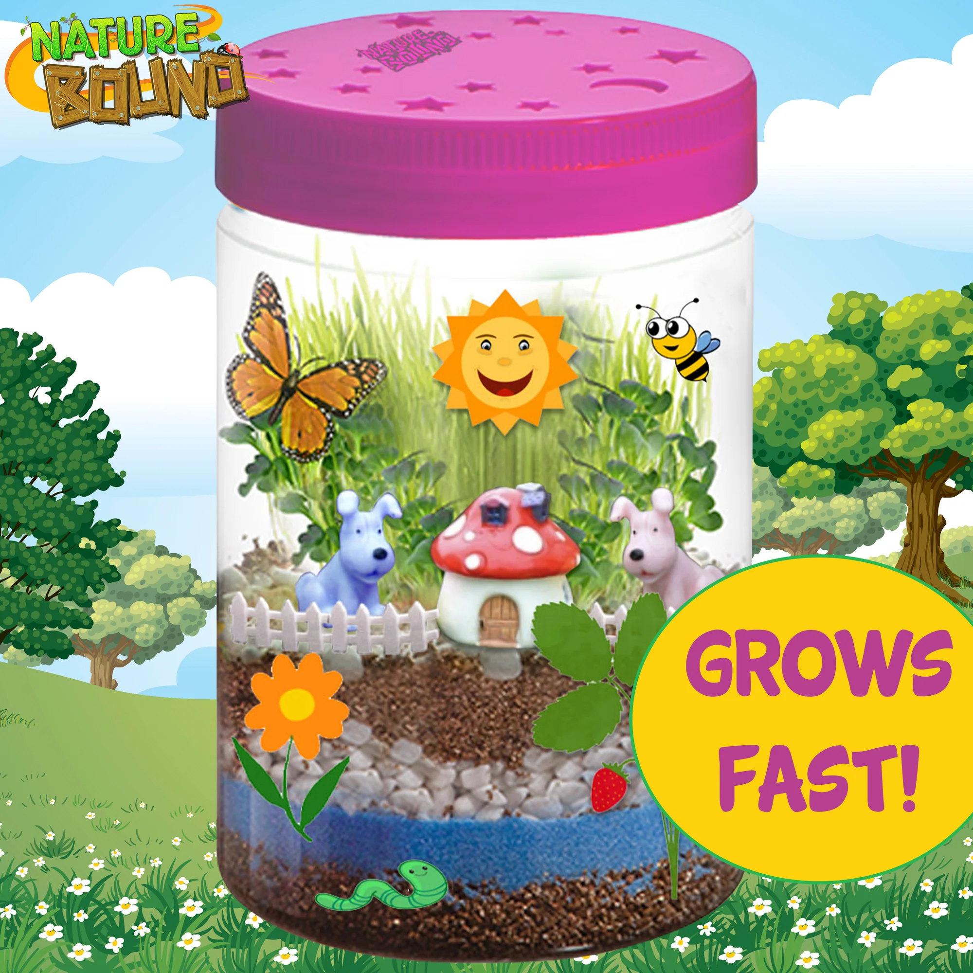 Nature Bound Light-Up Terrarium Kit – Pink Mini Garden Jar with LED for Kids 5+ - Image 5