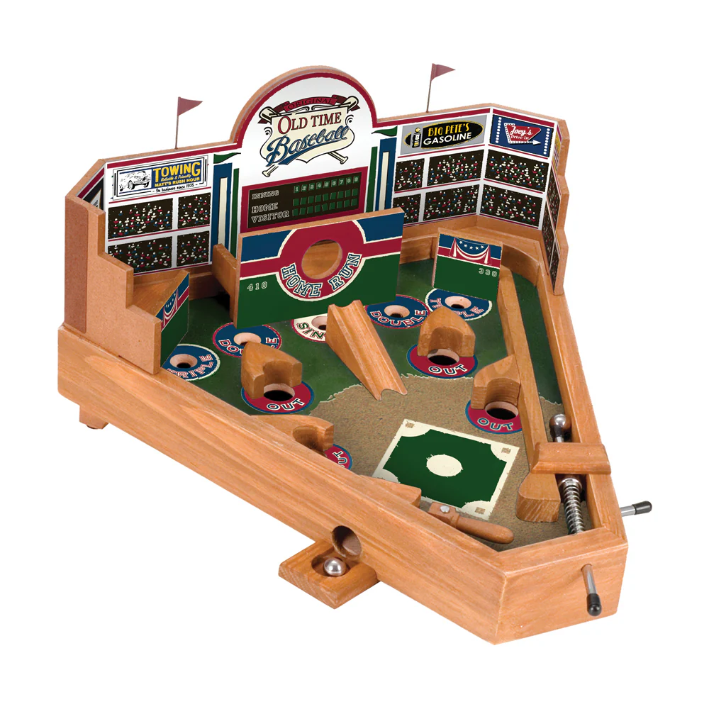 Front Porch Classics Old-Time Wooden Pinball-Style Baseball Game - Image 2
