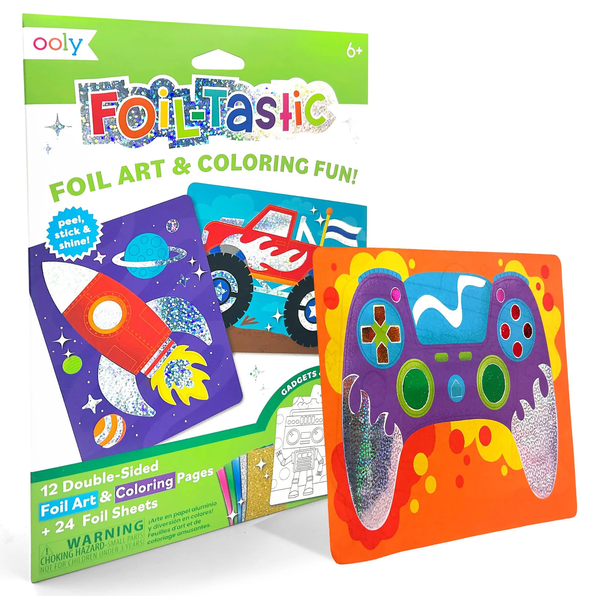 OOLY Gadgets & Gizmos Foil Art Coloring Set - 12 Double-Sided Pages, for Kids 6+ - Image 3