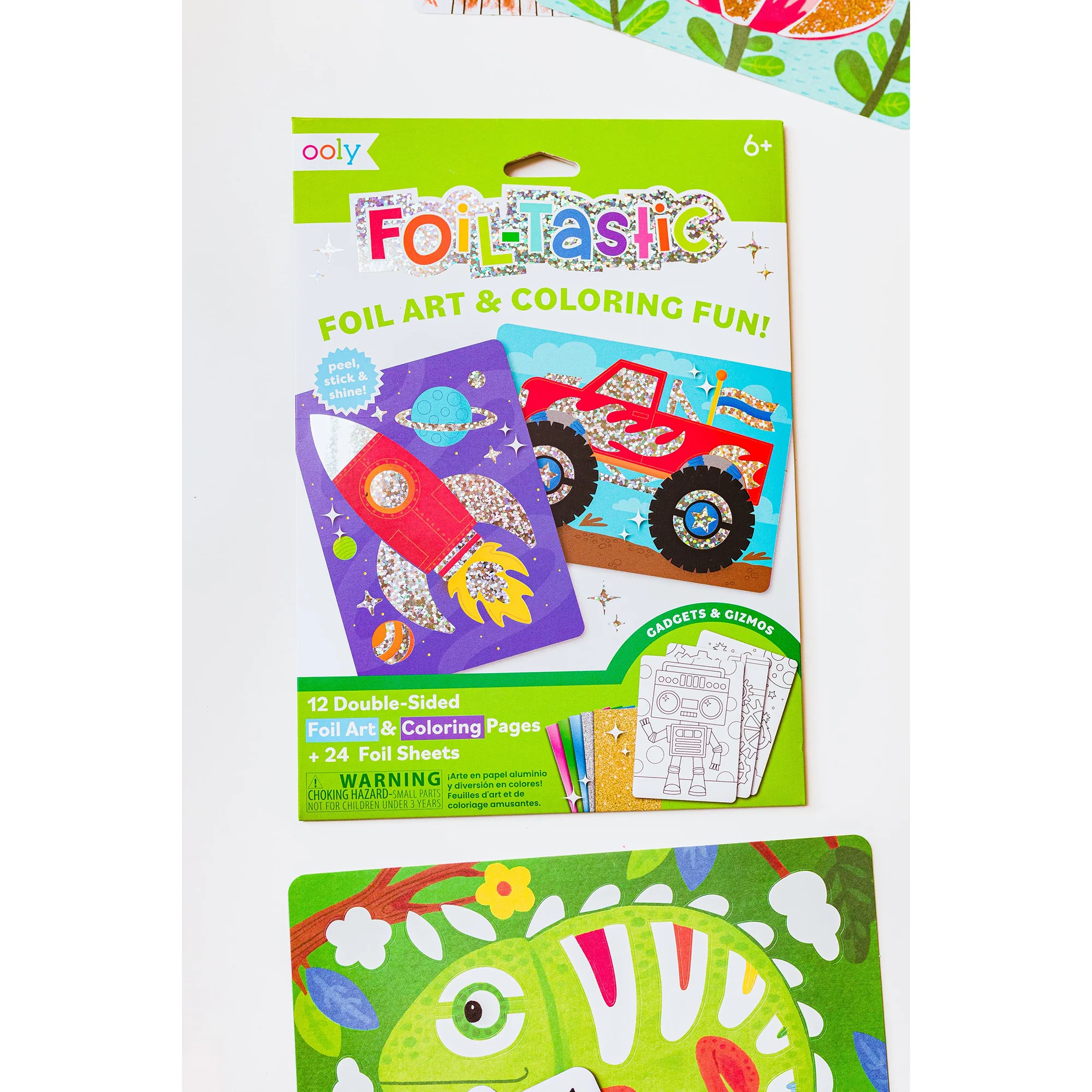 OOLY Gadgets & Gizmos Foil Art Coloring Set - 12 Double-Sided Pages, for Kids 6+ - Image 4