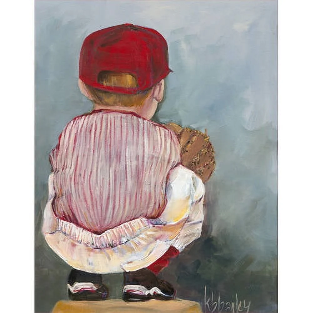 Oopsy Daisy Lil' Catcher Boy 18 Inch Canvas Wall Art - Red