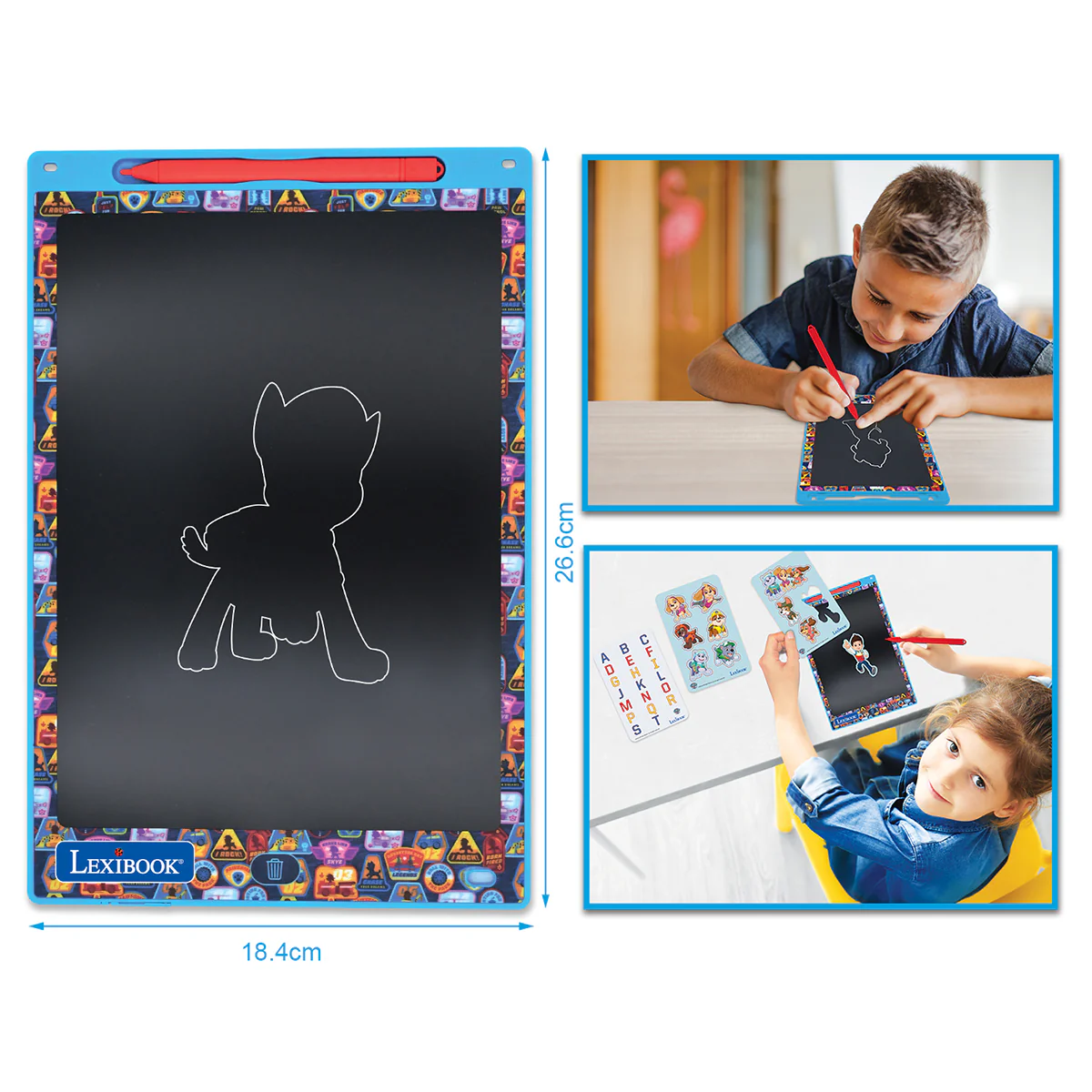Paw Patrol 11’’ multicolor learning drawing E-ink tablet with stencils - Image 2