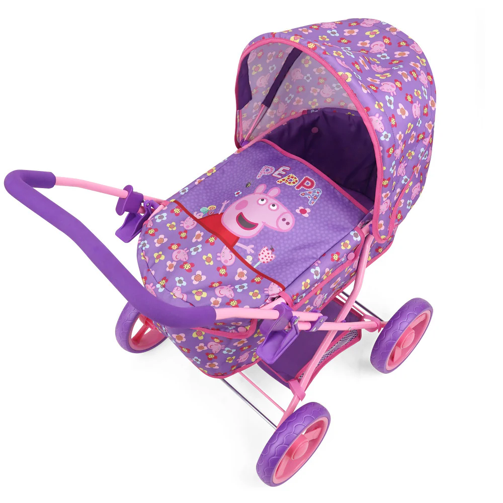 Peppa Pig Deluxe Doll Pram & Matching Bag - Floral Purple & Pink, Ages 3+ - Image 5