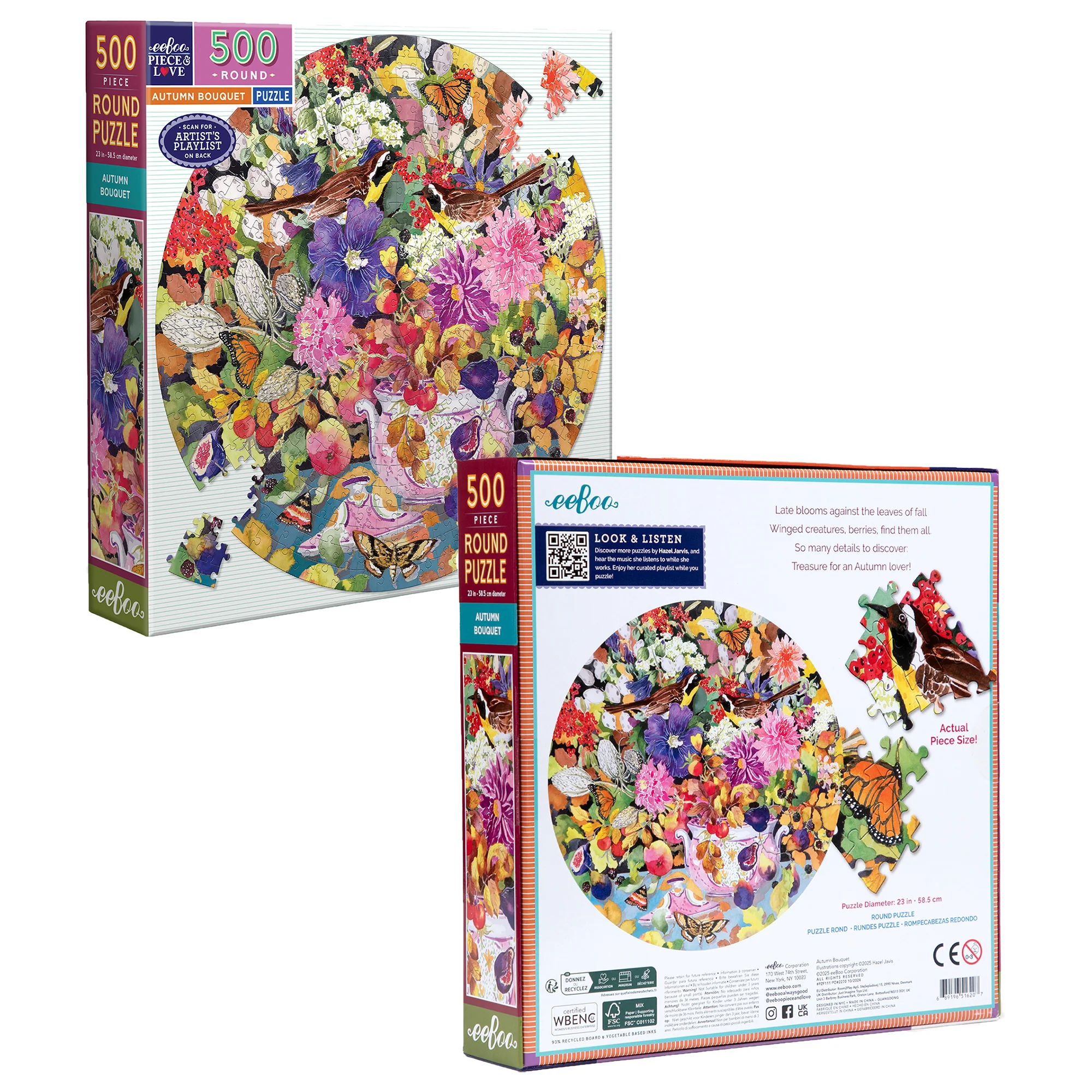 Piece&Love Autumn Bouquet - 500 pc Round Jigsaw Puzzle - Image 5