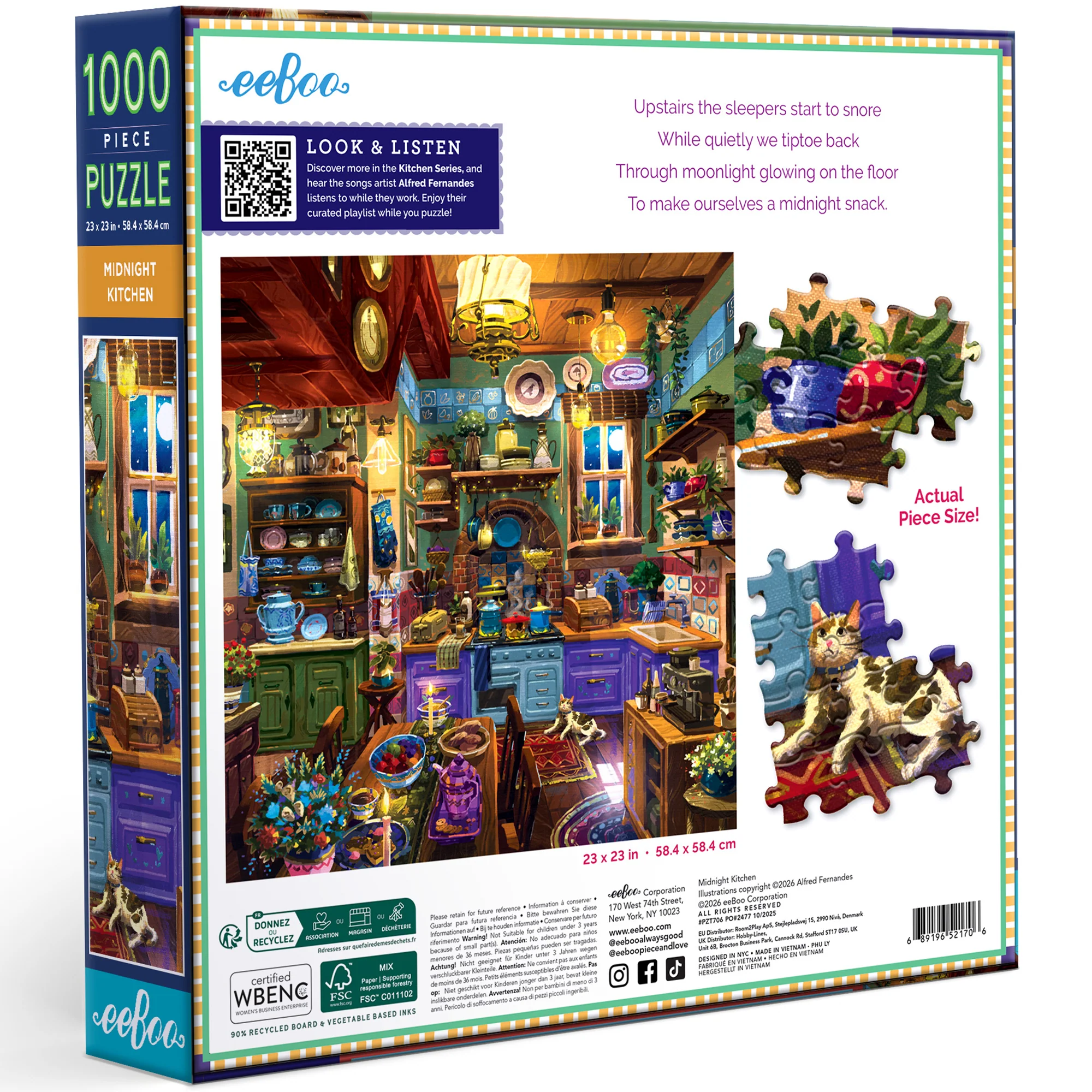 eeBoo Piece & Love Midnight Kitchen 1000-Piece Square Puzzle - Image 3