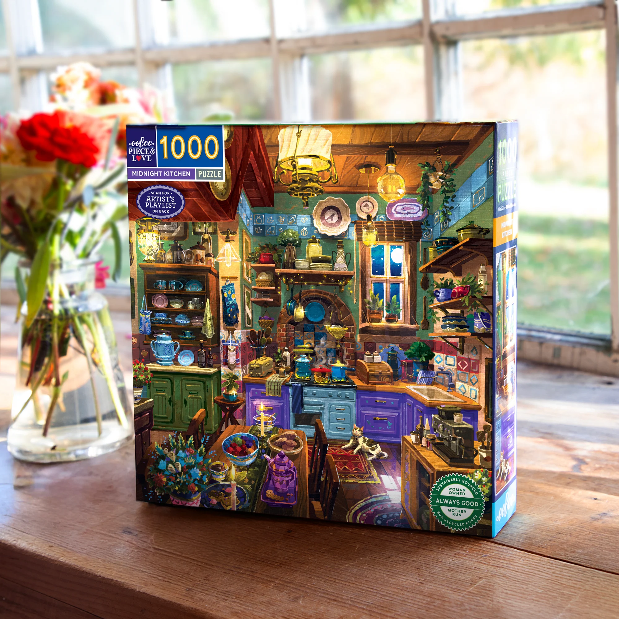 eeBoo Piece & Love Midnight Kitchen 1000-Piece Square Puzzle - Image 4