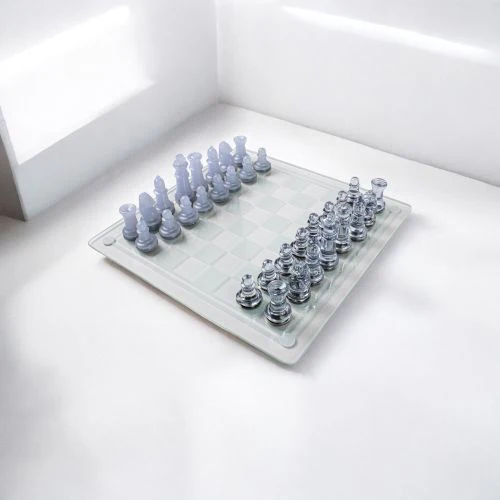 Elegant Plastic Chess Set with Sophisticated Glass Chessboard - Image 5