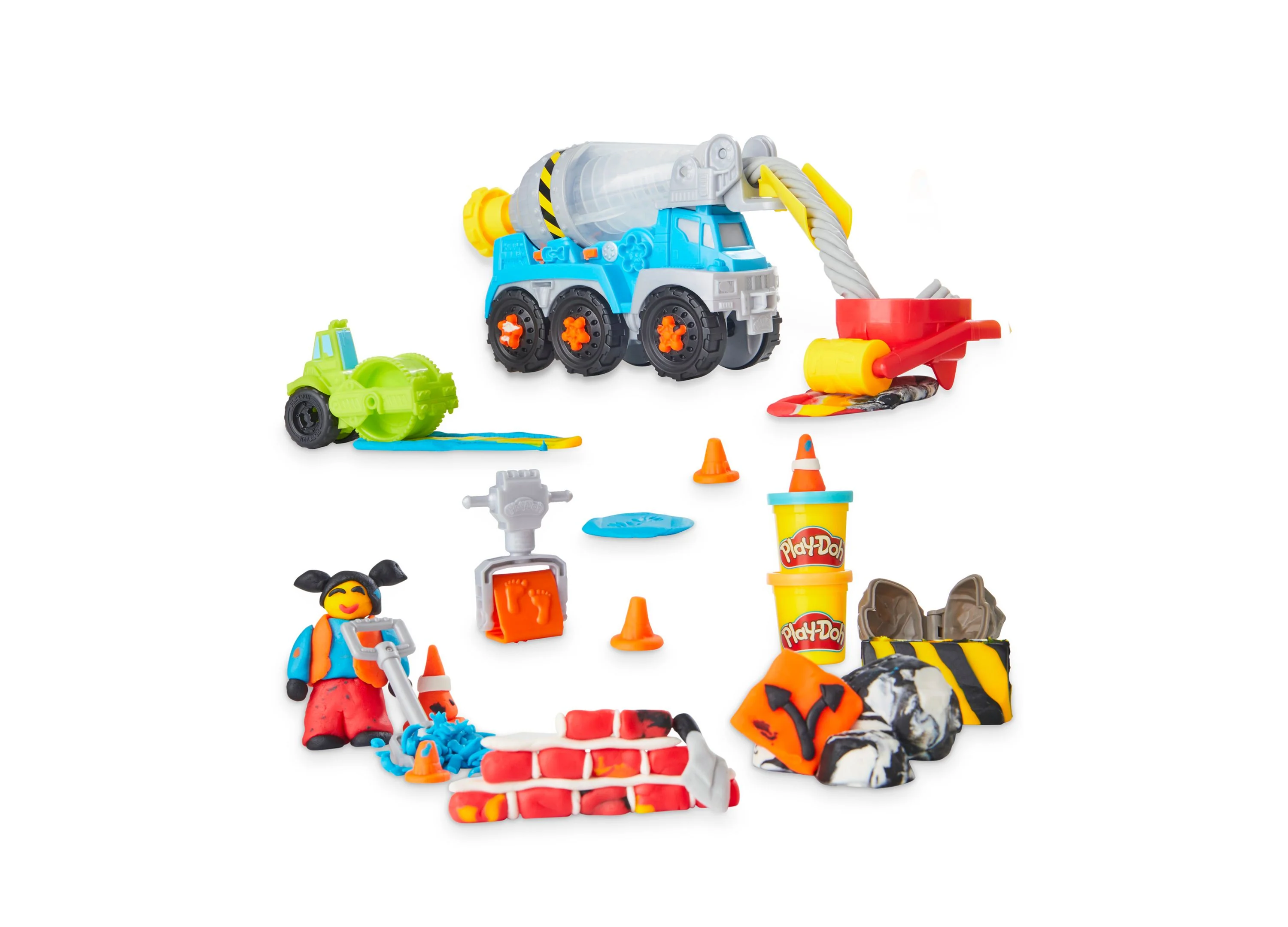 Play-Doh Road Work Fun Playset with Cement Mixer and Accessories - Image 3
