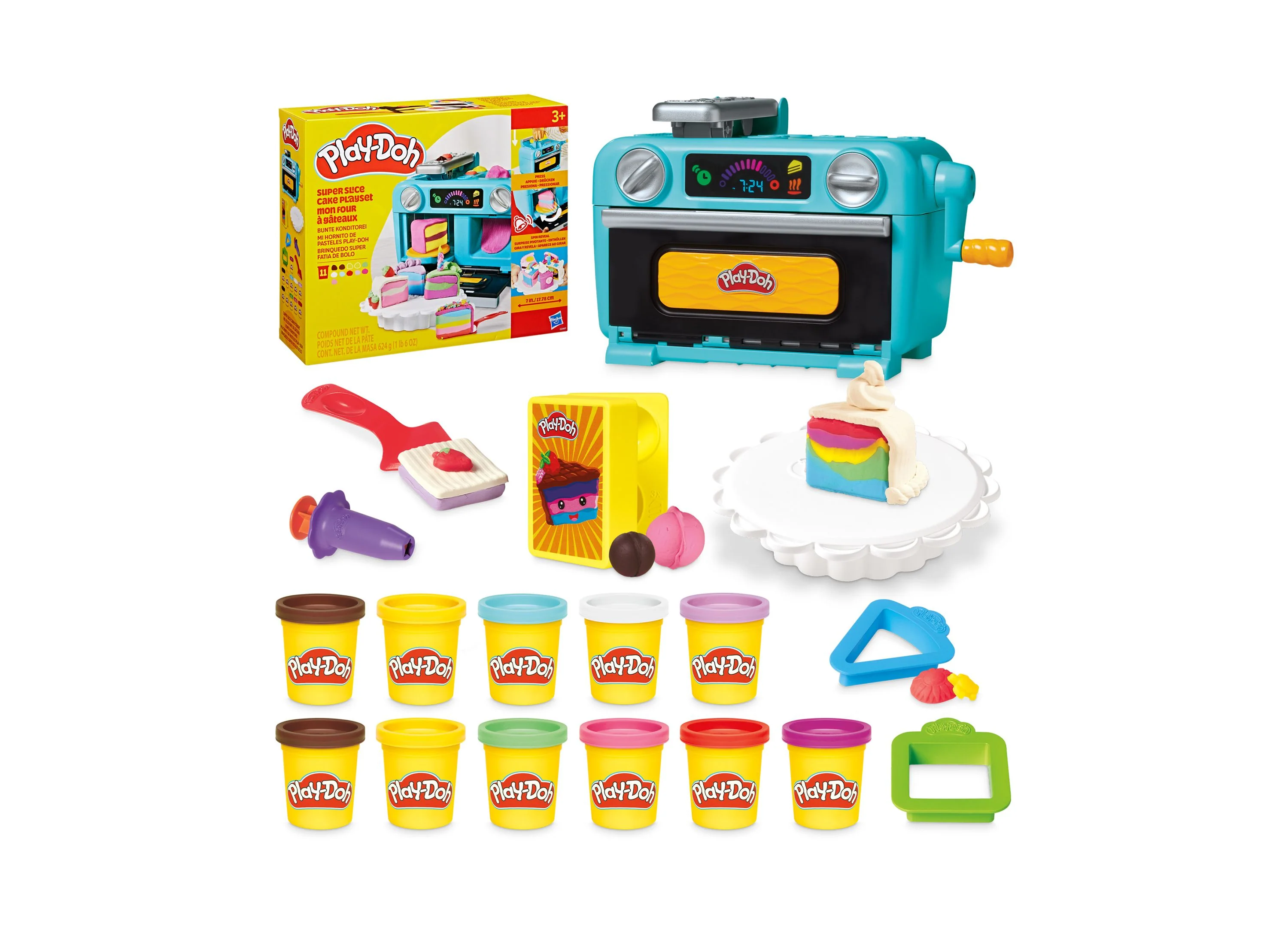 Play-Doh Super Slice Cake Playset with Spinning Oven - 17-Piece Set