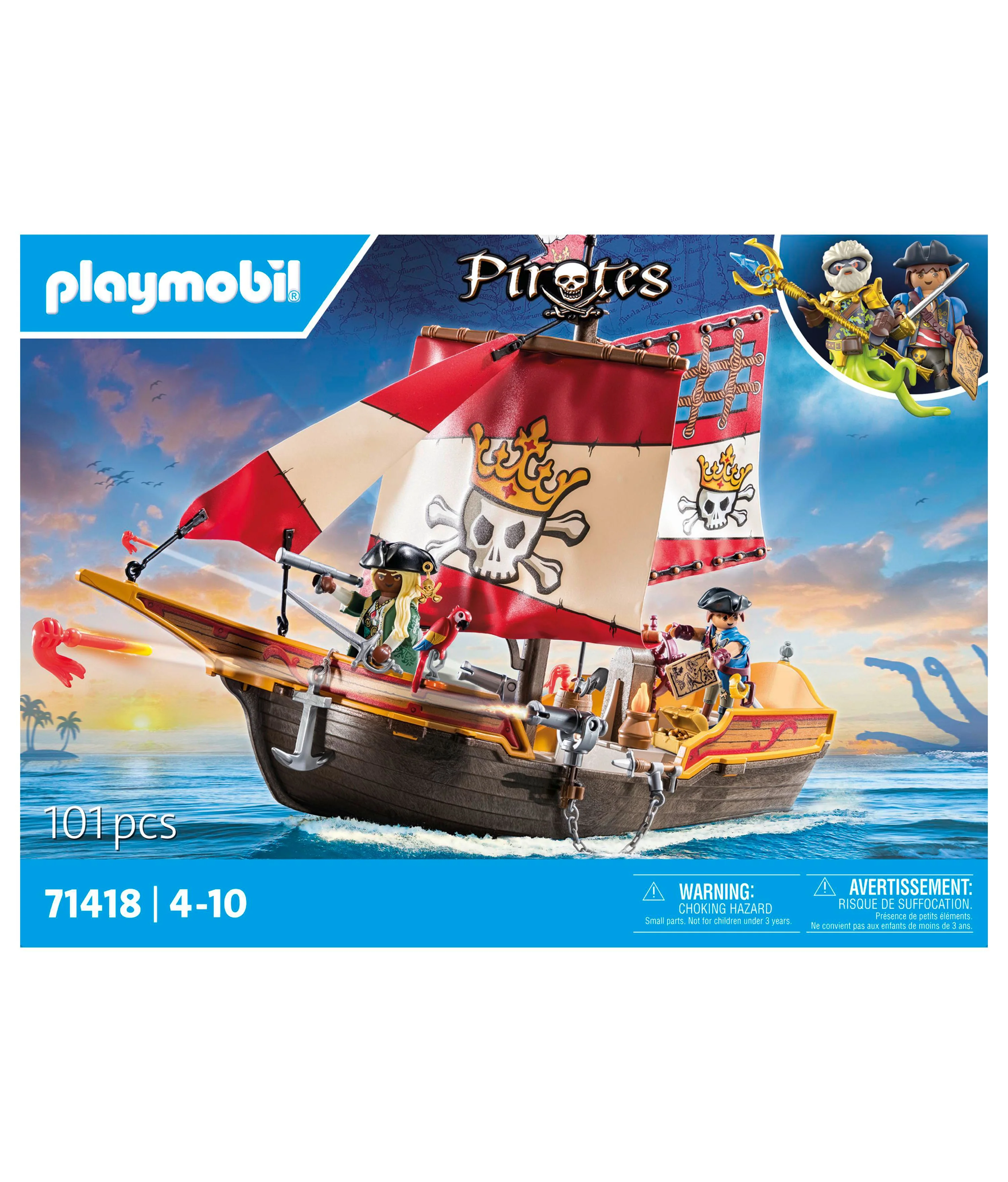 PLAYMOBIL Pirates Series - Pirate Ship Playset with Adventure Filled Accessories - Image 2