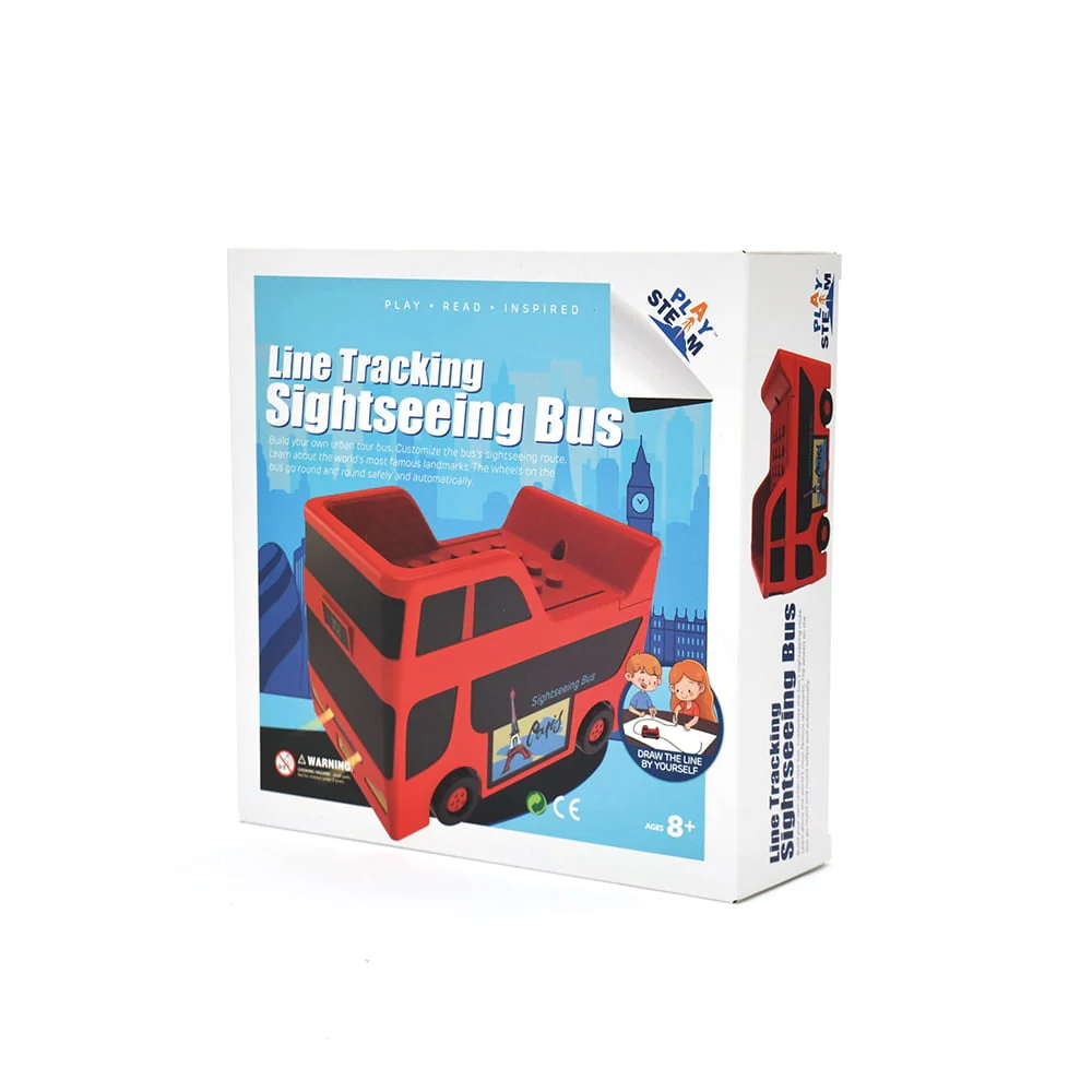 Playsteam Line Tracking Sightseeing Bus - Interactive Red Double-Decker - Image 2