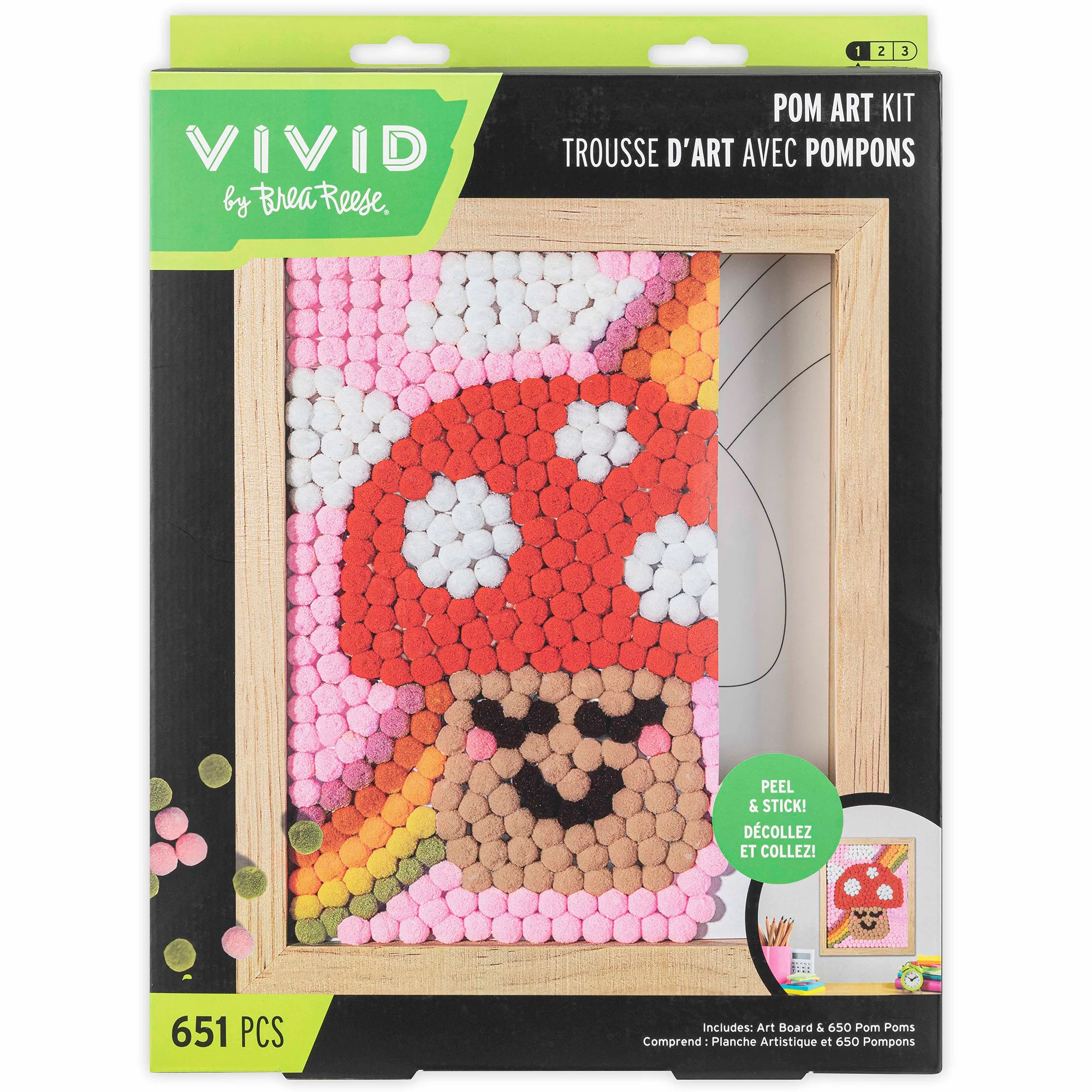 Pom Art Fuzzy Mushroom Craft Kit With 650 Pom-Poms And Frame