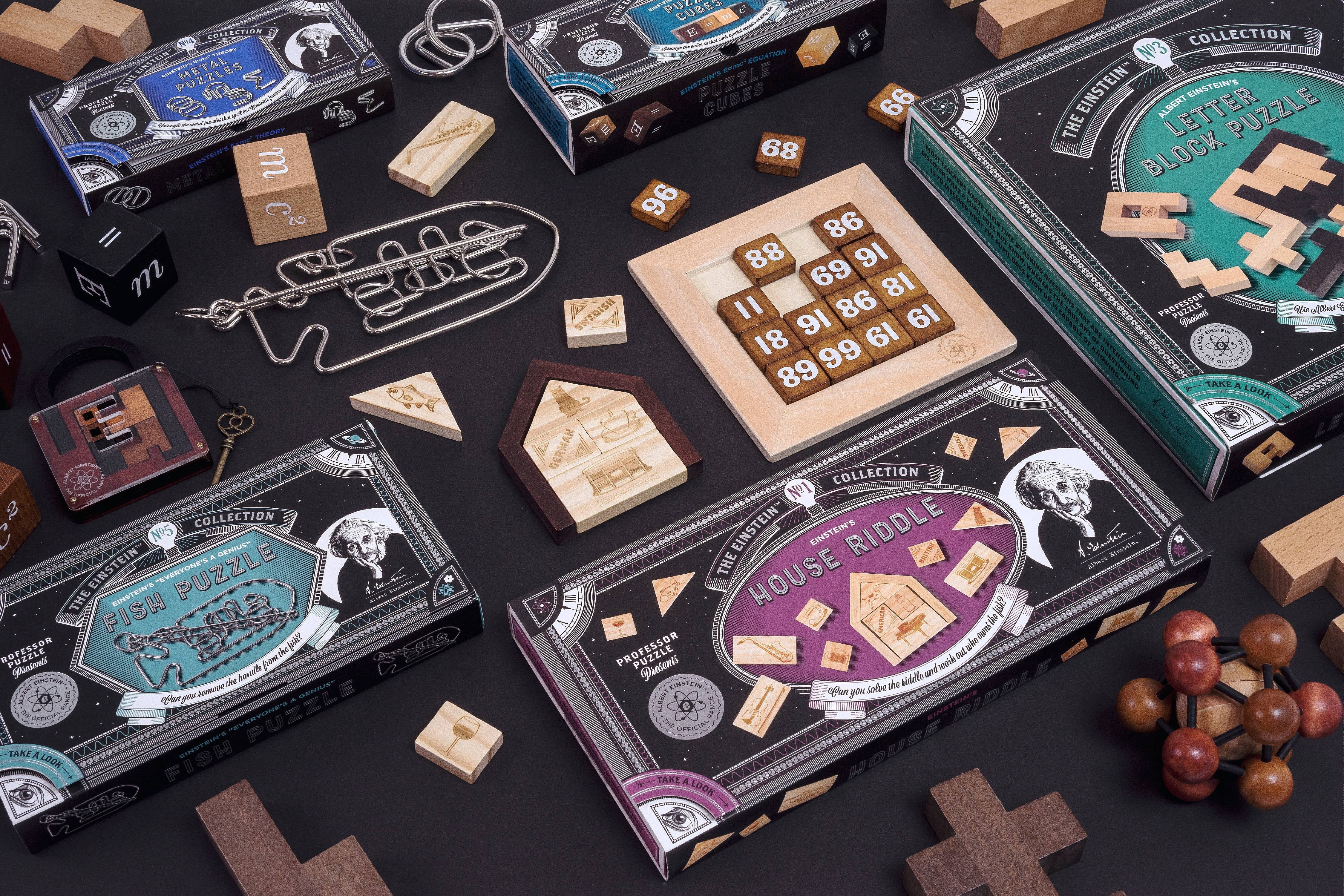 Professor Puzzle Einstein's E=MC2 4 Pack Wooden Puzzle Cubes - Image 2