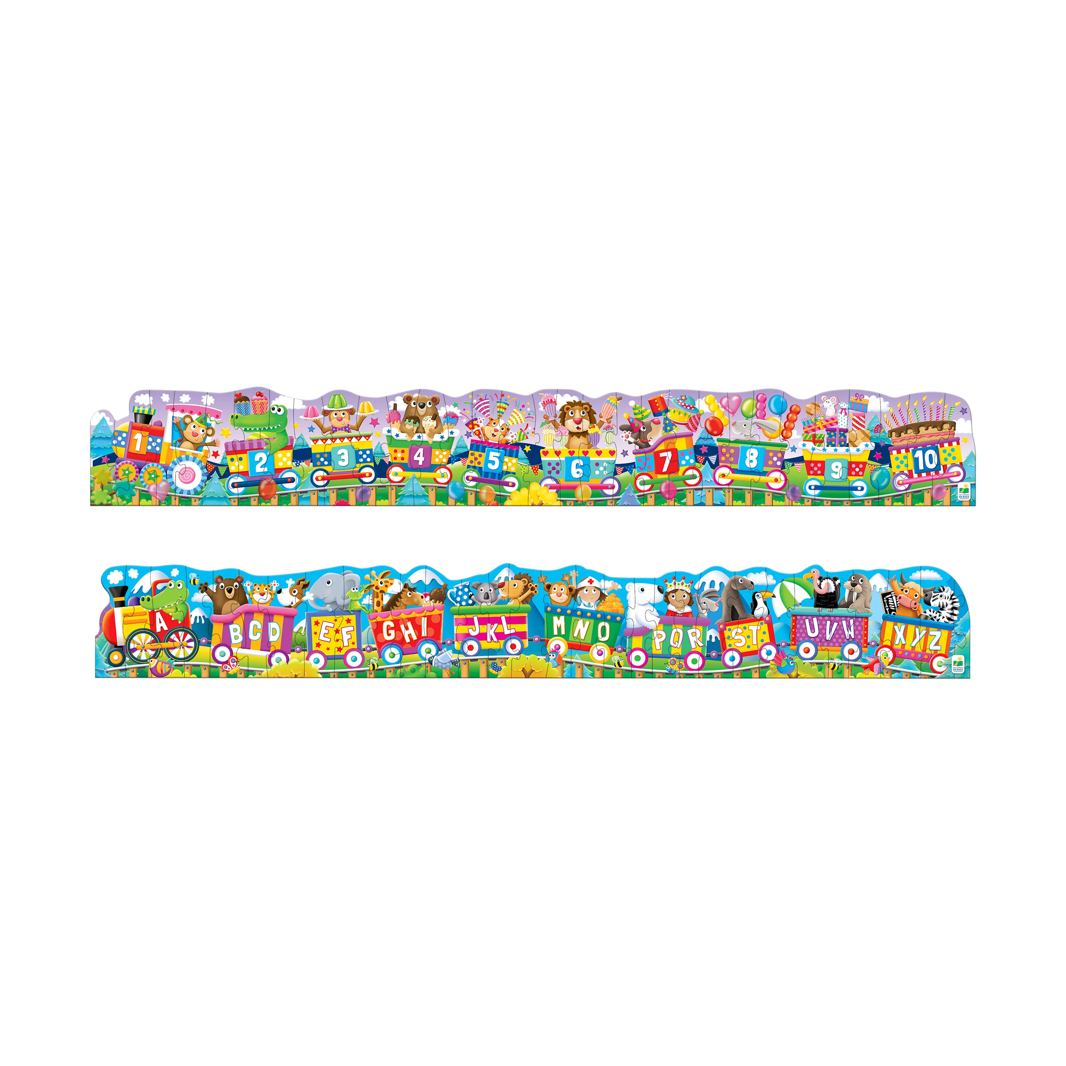Puzzle Doubles! ABC & 123 Trains Floor Puzzles - 60 pcs - Image 2