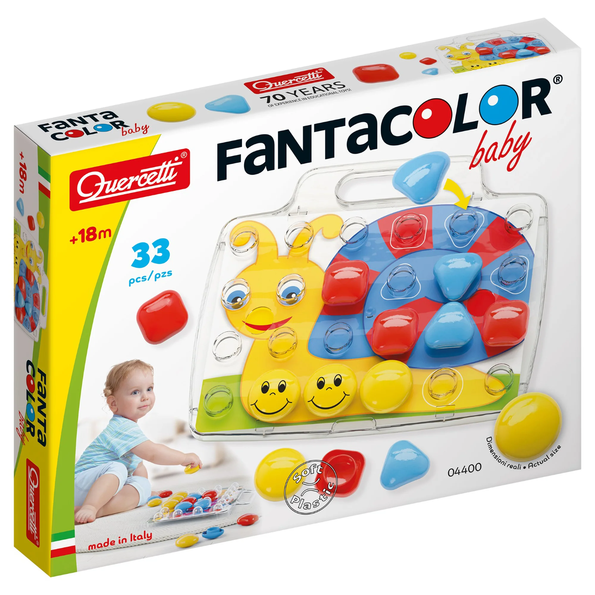 Quercetti Fantacolor Baby - 33pc Color Matching Mosaic Pegboard Game for Toddlers - Image 4