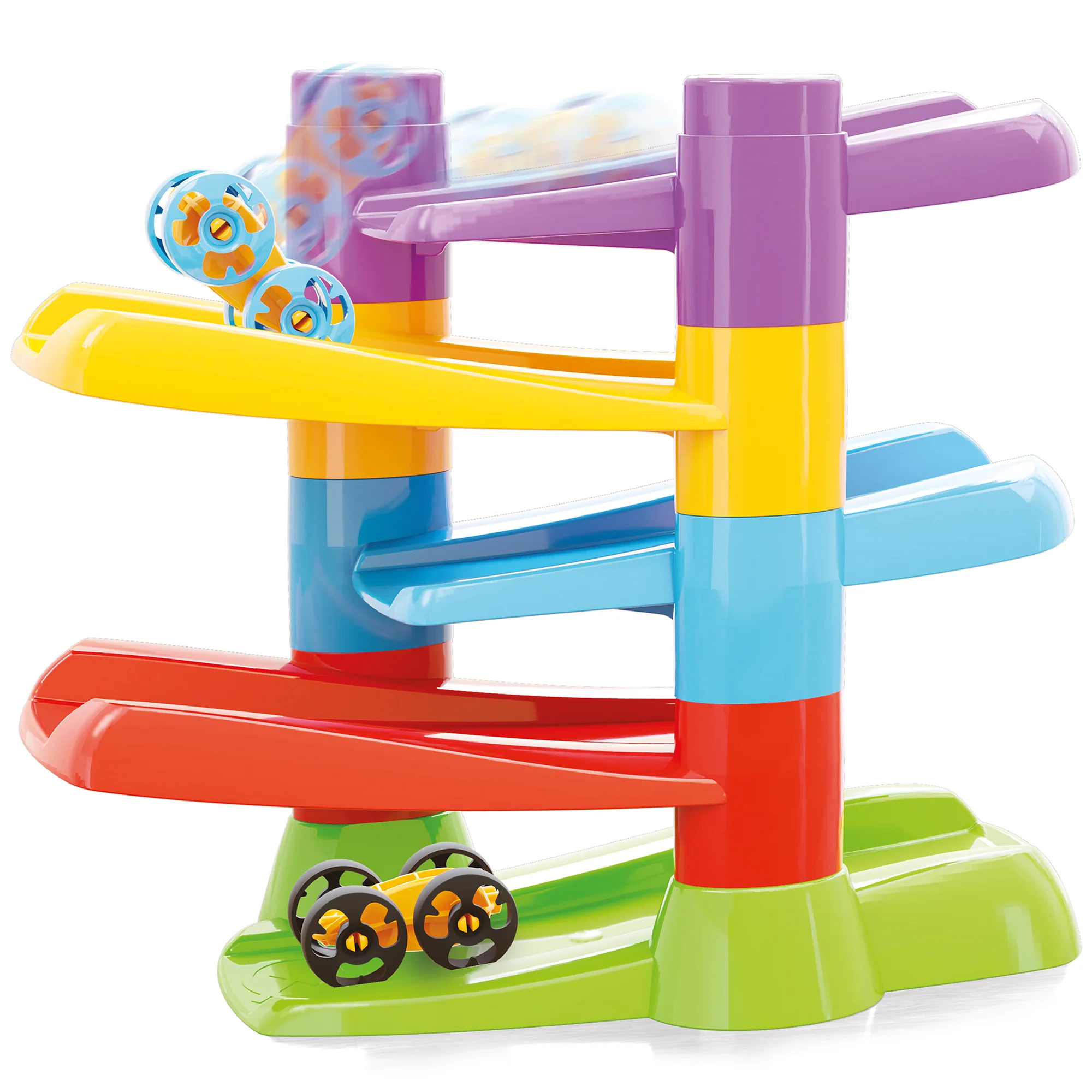 Quercetti Flip & Zoom Race Track with 2 Flipping Cars - Toddler Playset - Image 2