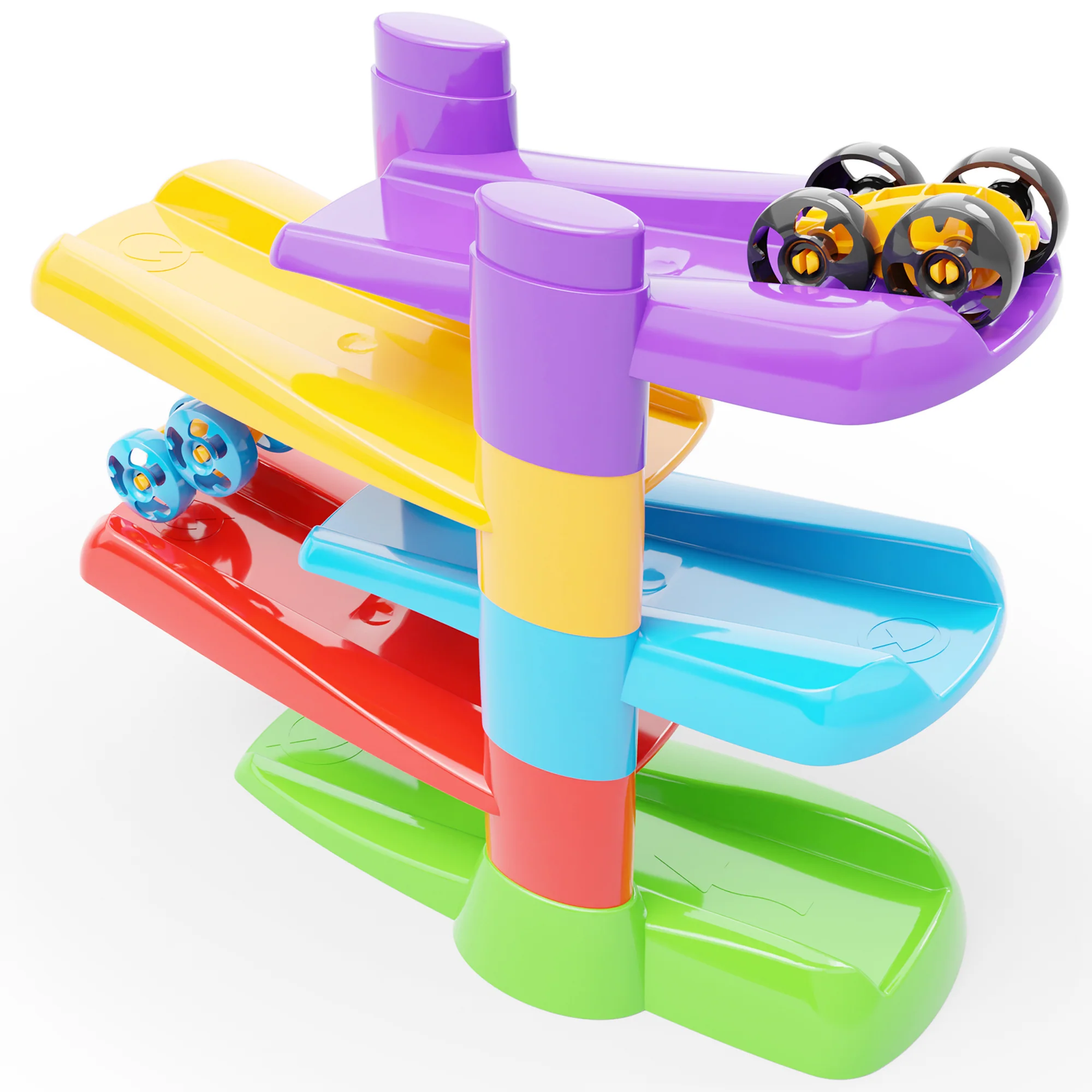 Quercetti Flip & Zoom Race Track with 2 Flipping Cars - Toddler Playset - Image 5