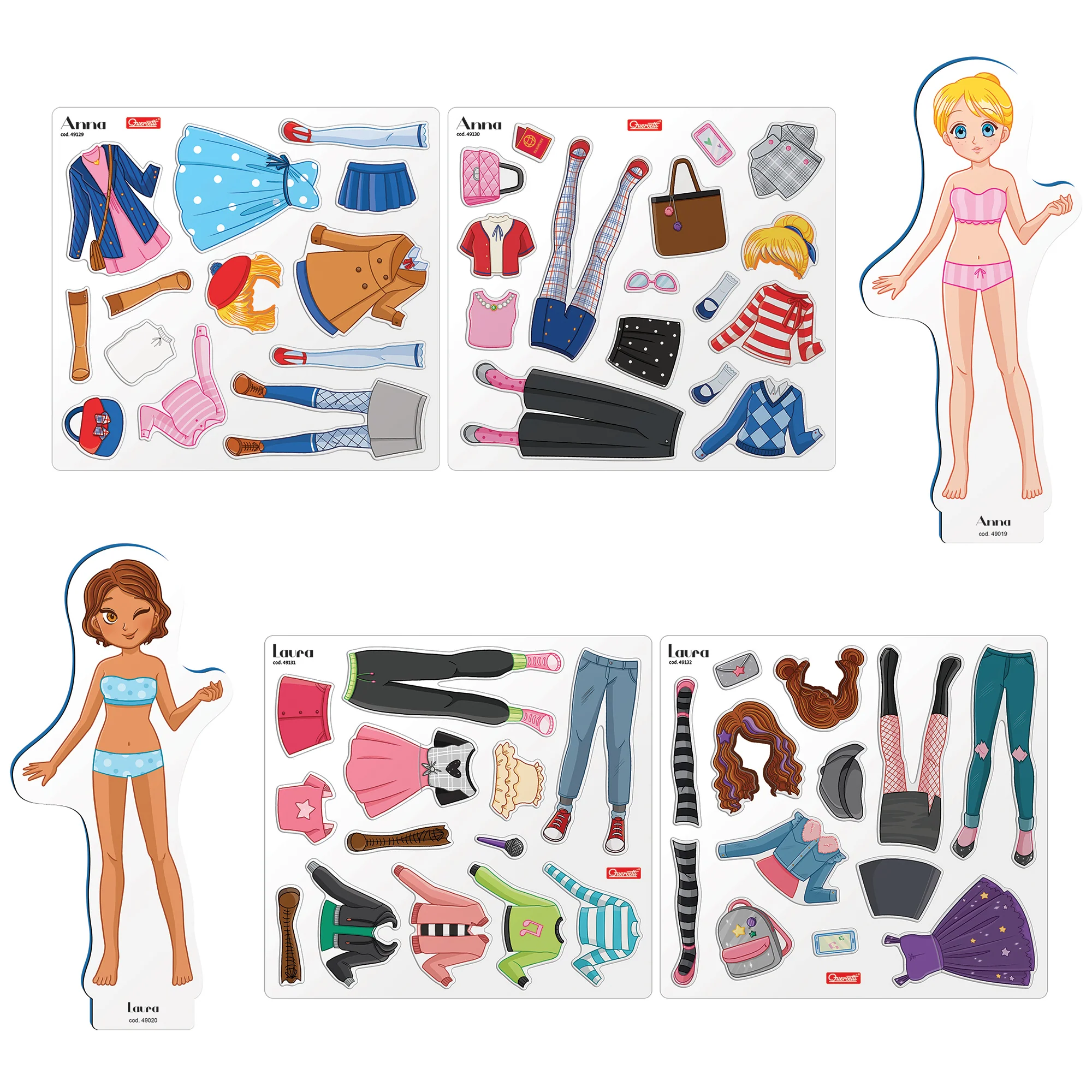 Quercetti 57-Piece Magnetic Fashion Dolls – Dress-Up Fun - Image 2