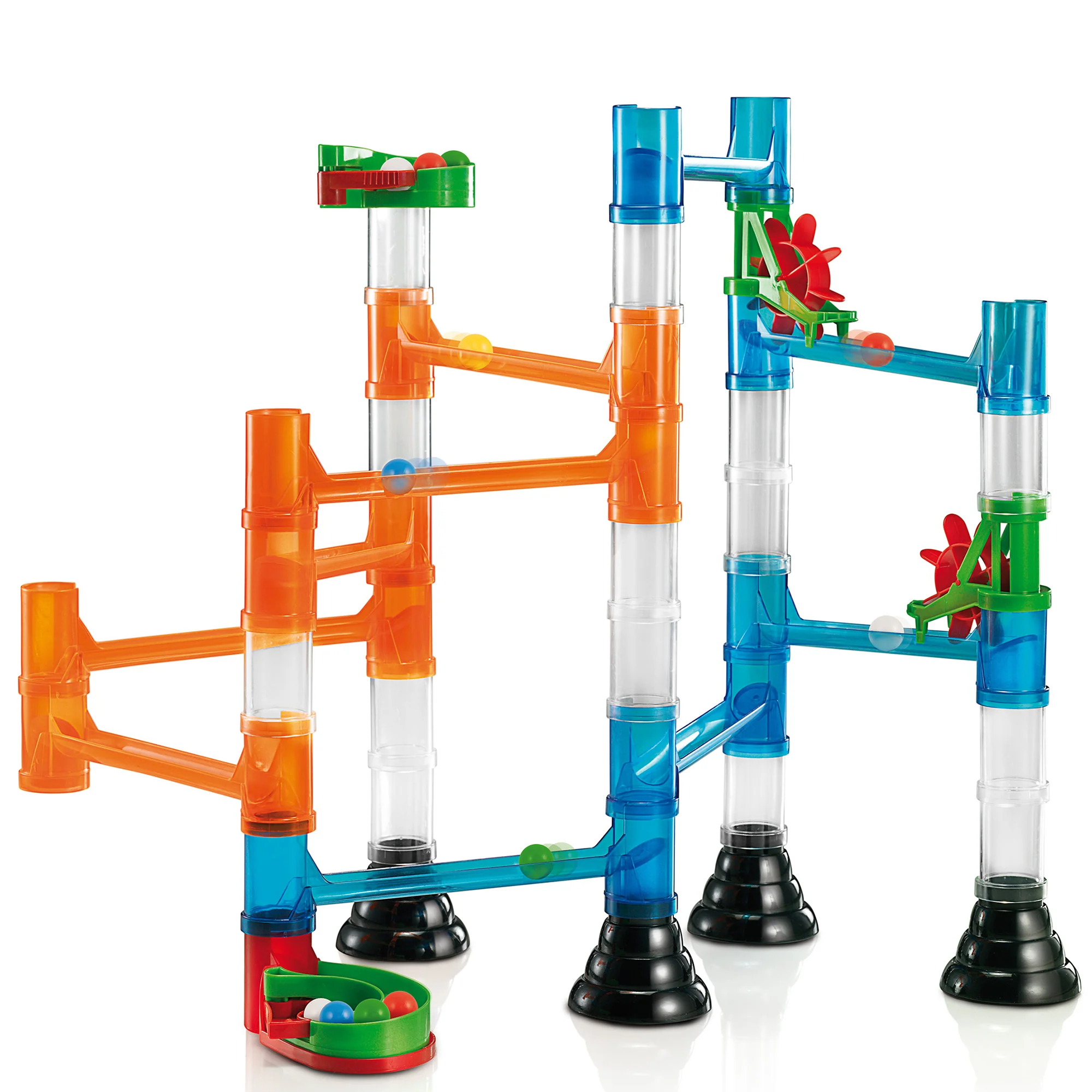 Quercetti Migoga 45-Piece Transparent Marble Run Set - Includes Spinning Wheels & Pipes, STEM Toy - Image 2