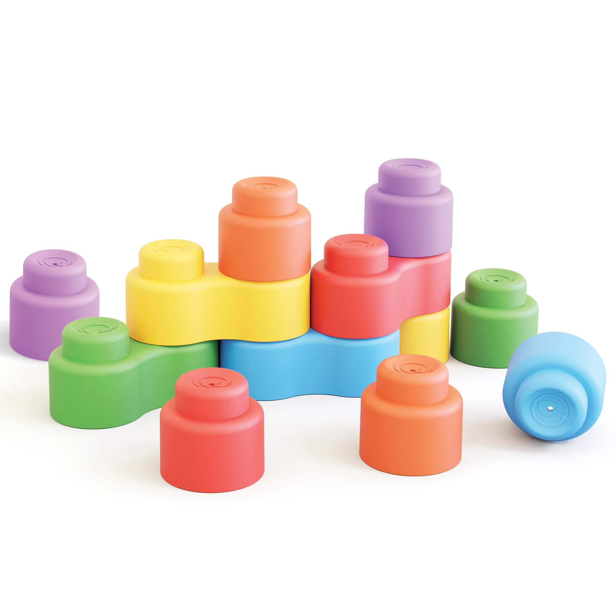 Quercetti Momy Soft - 12 Piece Colorful Blocks Set for Babies - Image 2