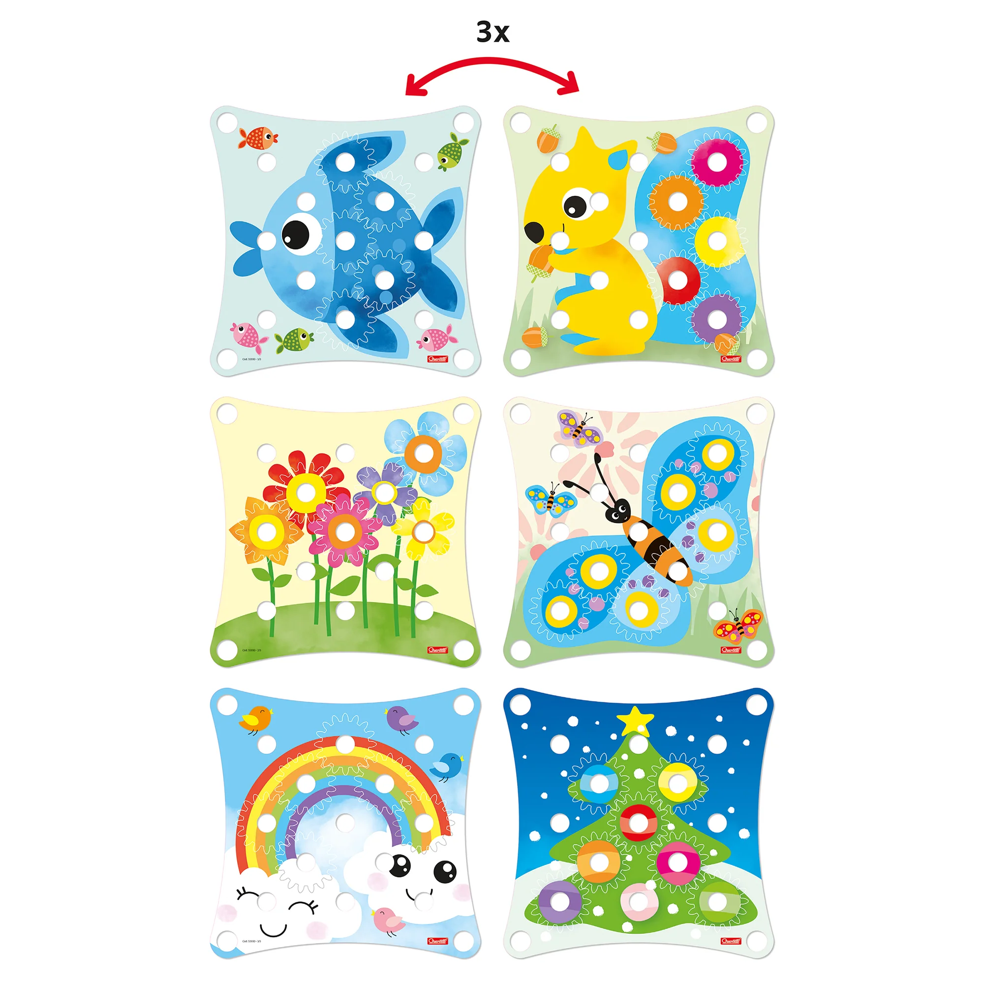 Quercetti Peggy Gears - Interactive Cogwheel Toy for Toddlers with Pegboard and Scene Cards - Image 3