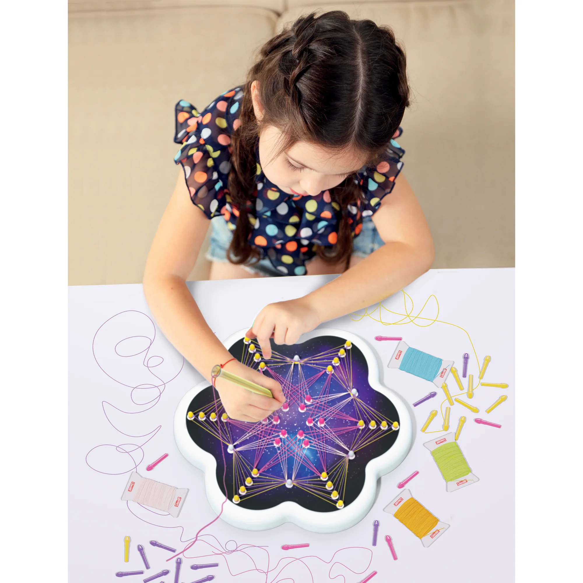 Quercetti Play Creativo String Art Mandala Craft Set - Colorful Design Fun - Image 3