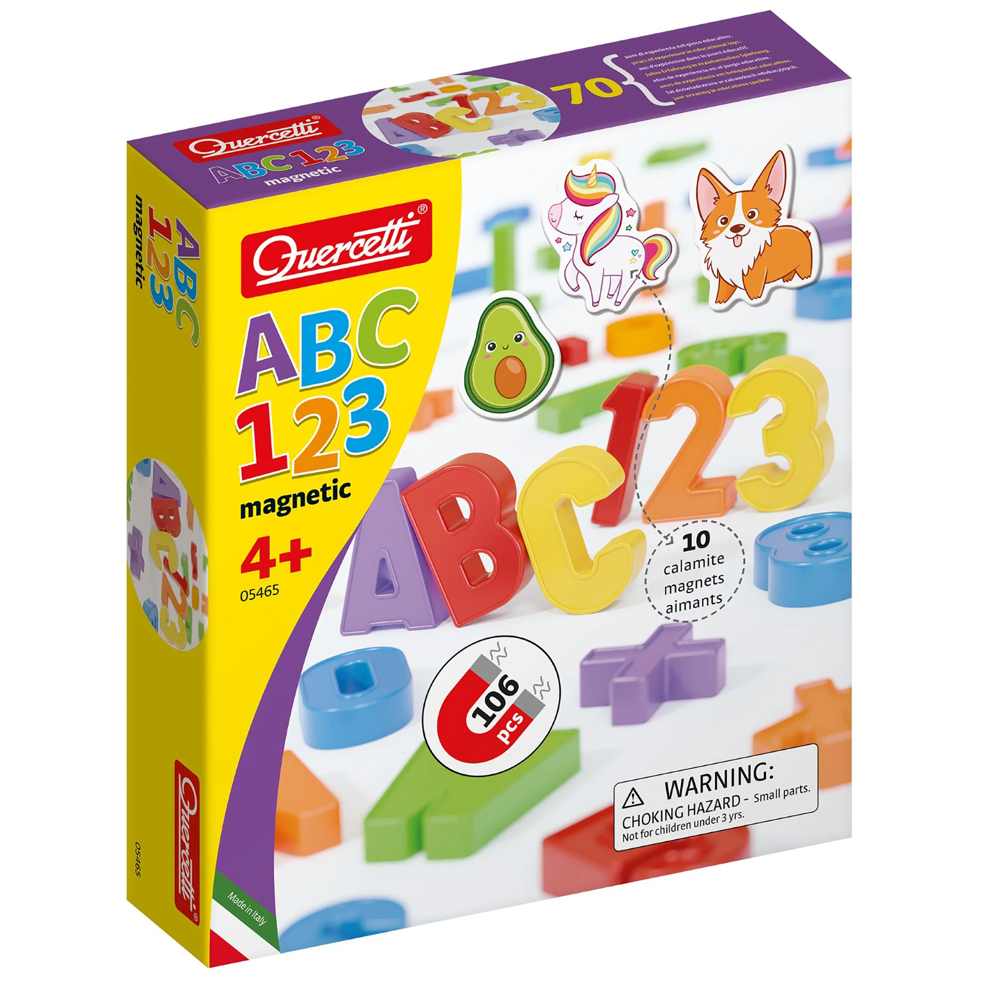 Quercetti Play Montessori ABC & 123 Magnets - Alphabet and Number Learning Set for Kids 4+