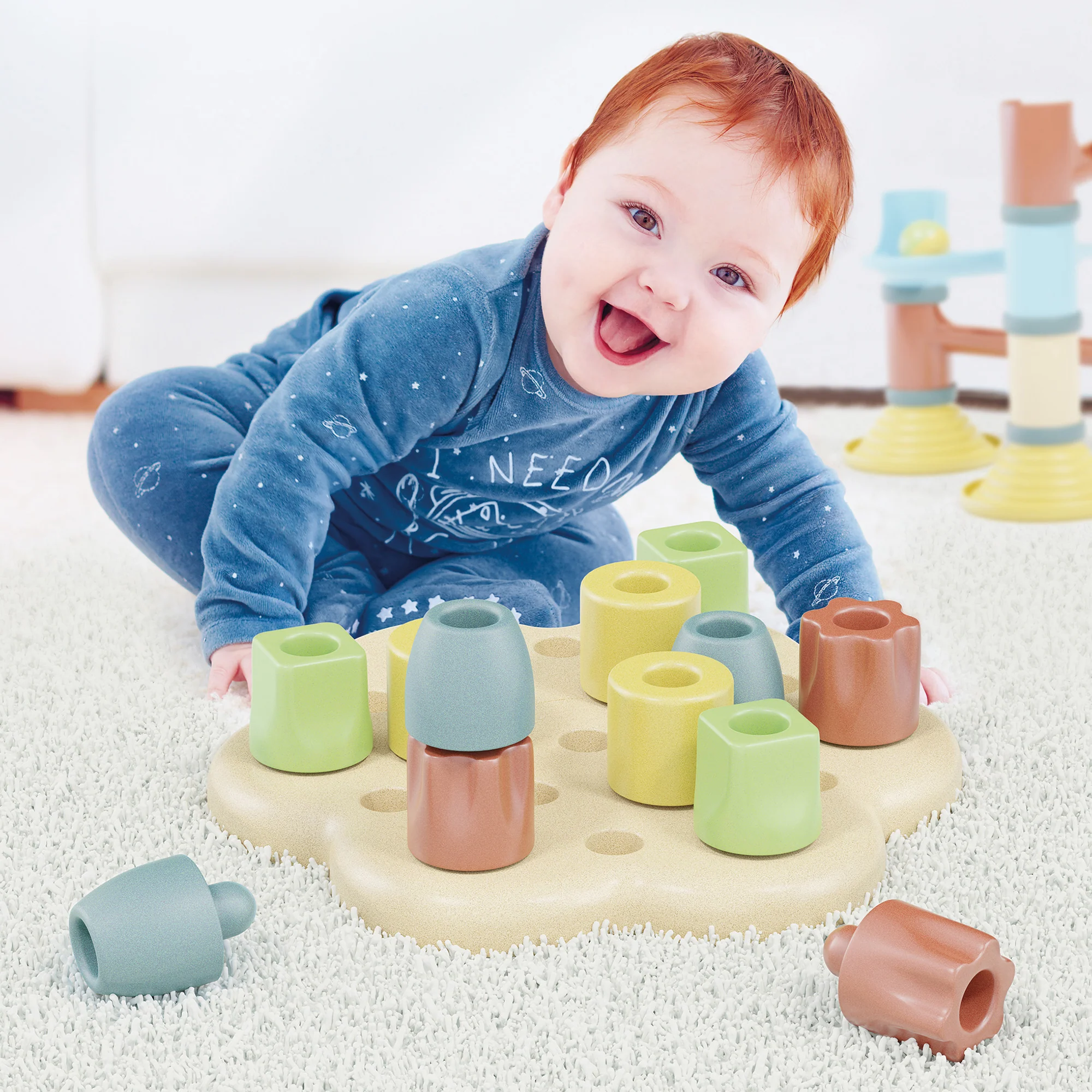 Quercetti PlayBio Chunky Peggy - Eco-Friendly Sorting and Stacking Toy - Image 3