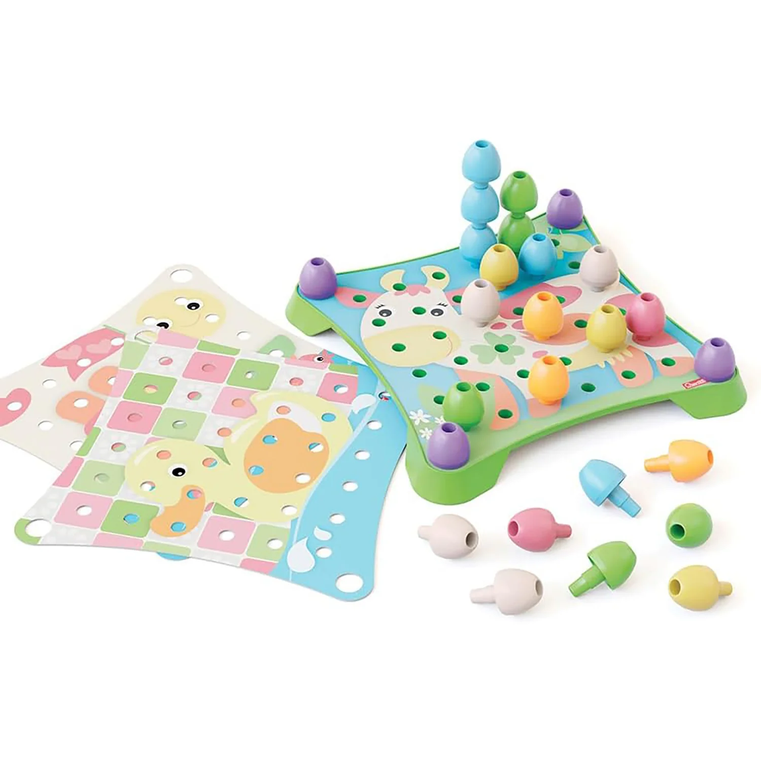 Quercetti PlayEco+ Jumbo Peggy Evo - Colorful Peg Stacking Toy for Toddlers - Image 2