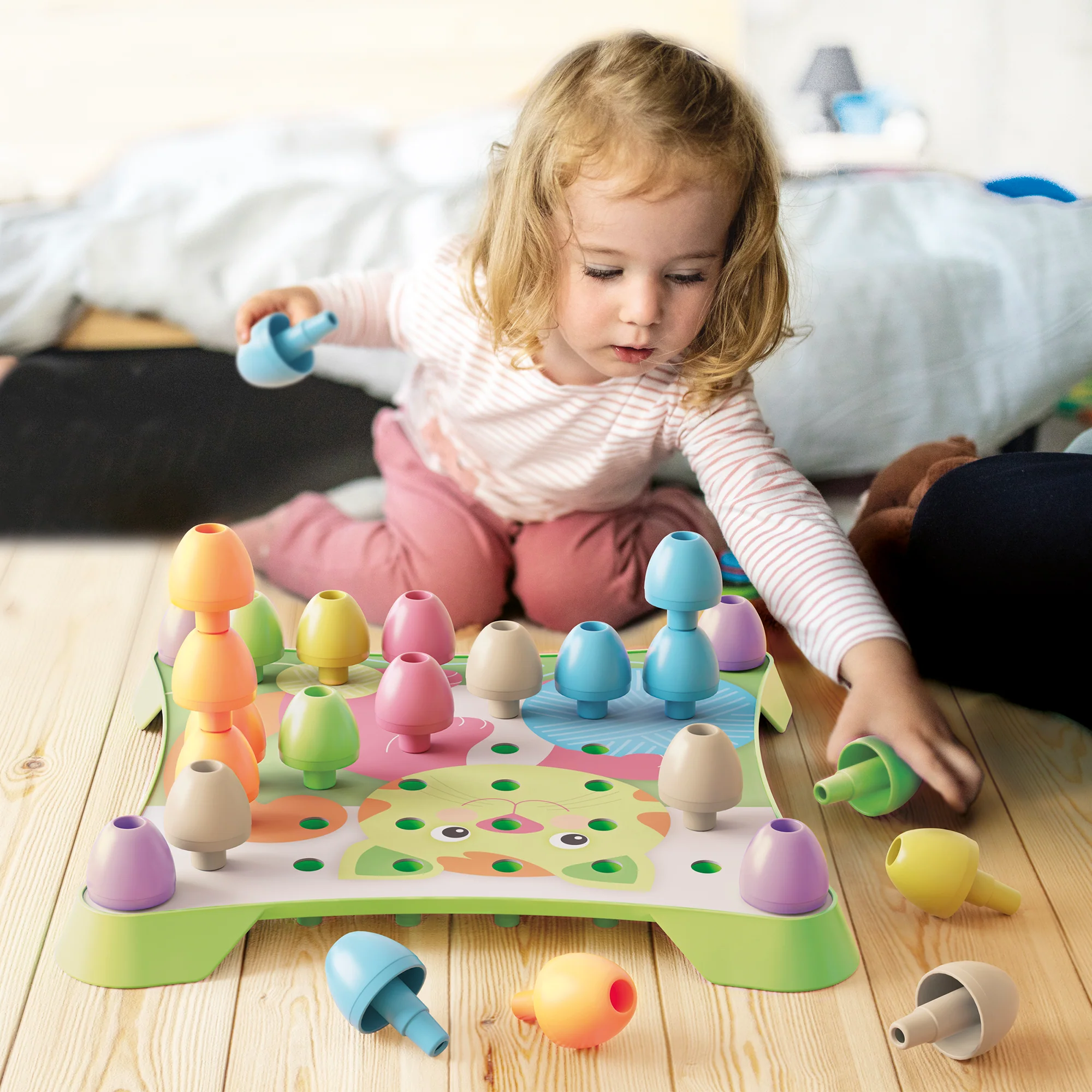 Quercetti PlayEco+ Jumbo Peggy Evo - Colorful Peg Stacking Toy for Toddlers - Image 4