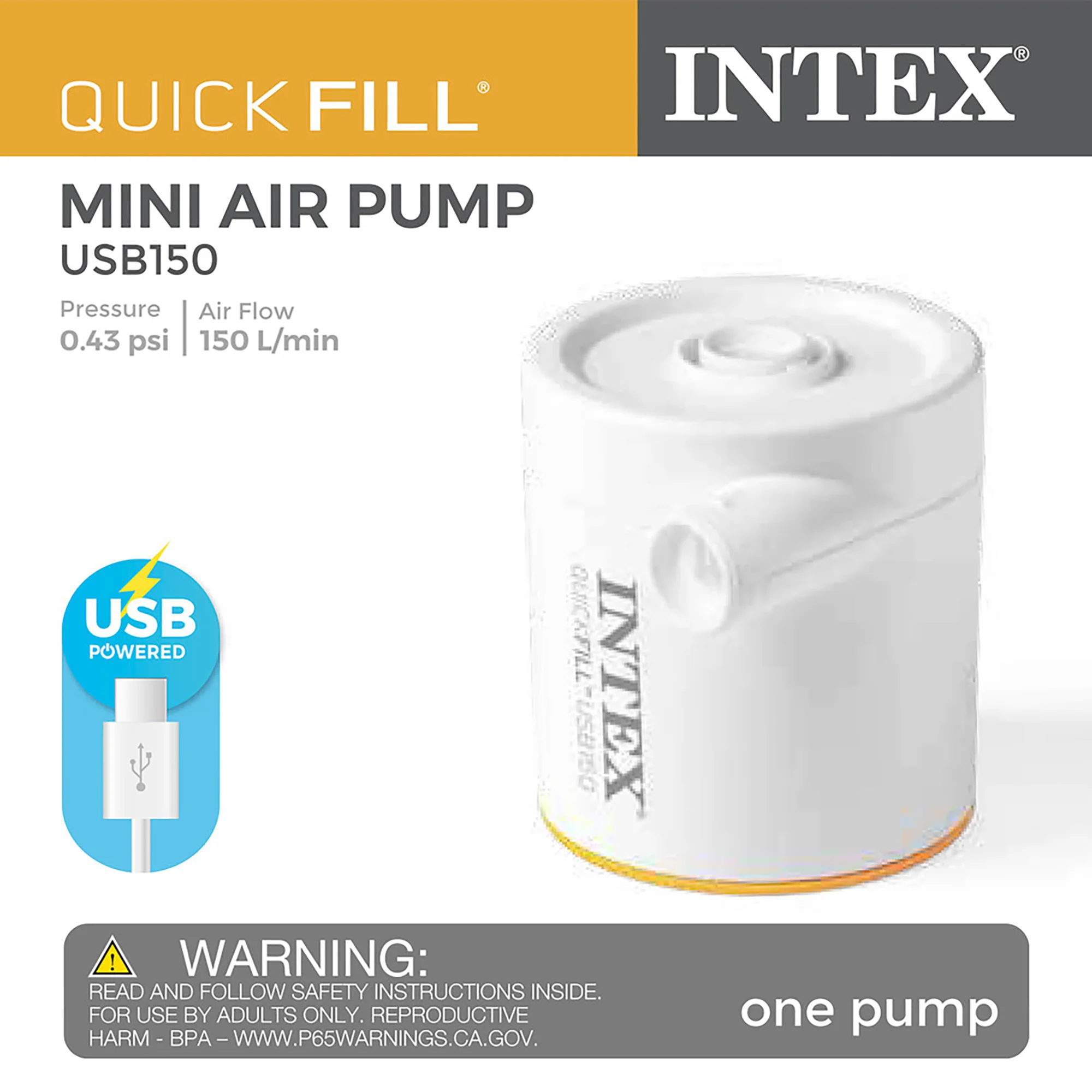 Intex Quick-Fill USB Electric Air Pump For Pool Floats And Inflatables - Image 2