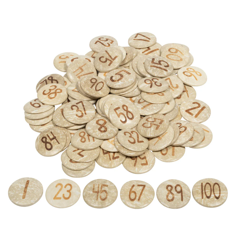 Ready2Learn Coconut Numbers Set - Natural Coconut Shells - 1-100 Counting Pieces - Image 4