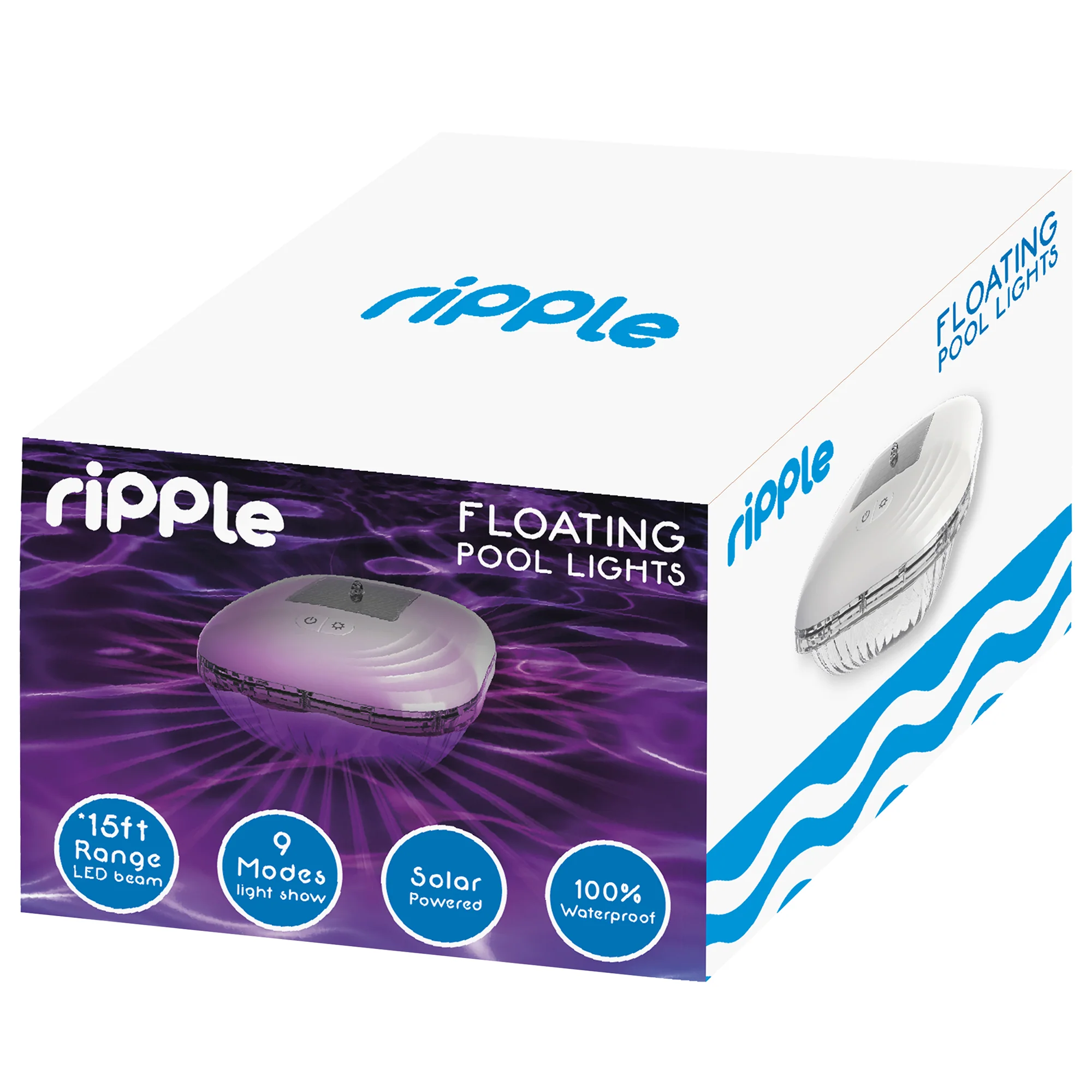 RIPPLE Solar-Powered Floating Pool Lights - Color Changing LED with 9 Modes