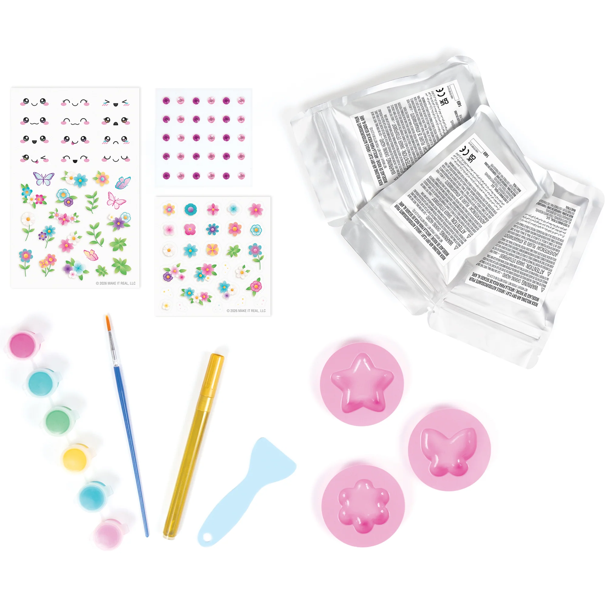 Make It Real Rock Dough Glowing Garden Rock Painting And Molding Craft Kit - Image 2