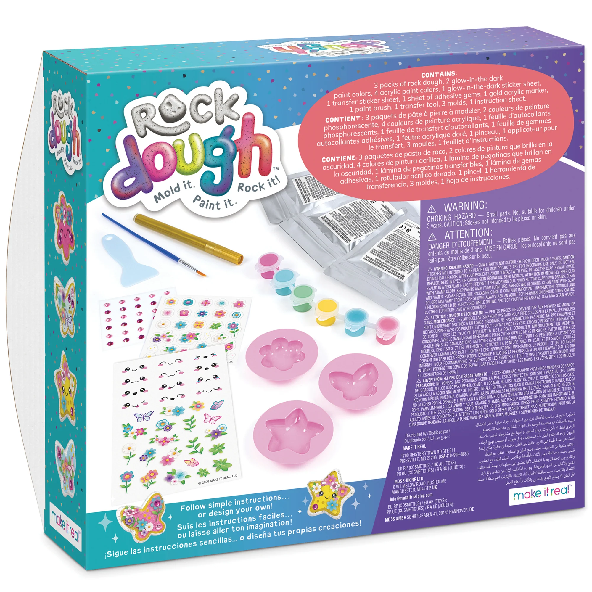 Make It Real Rock Dough Glowing Garden Rock Painting And Molding Craft Kit - Image 3