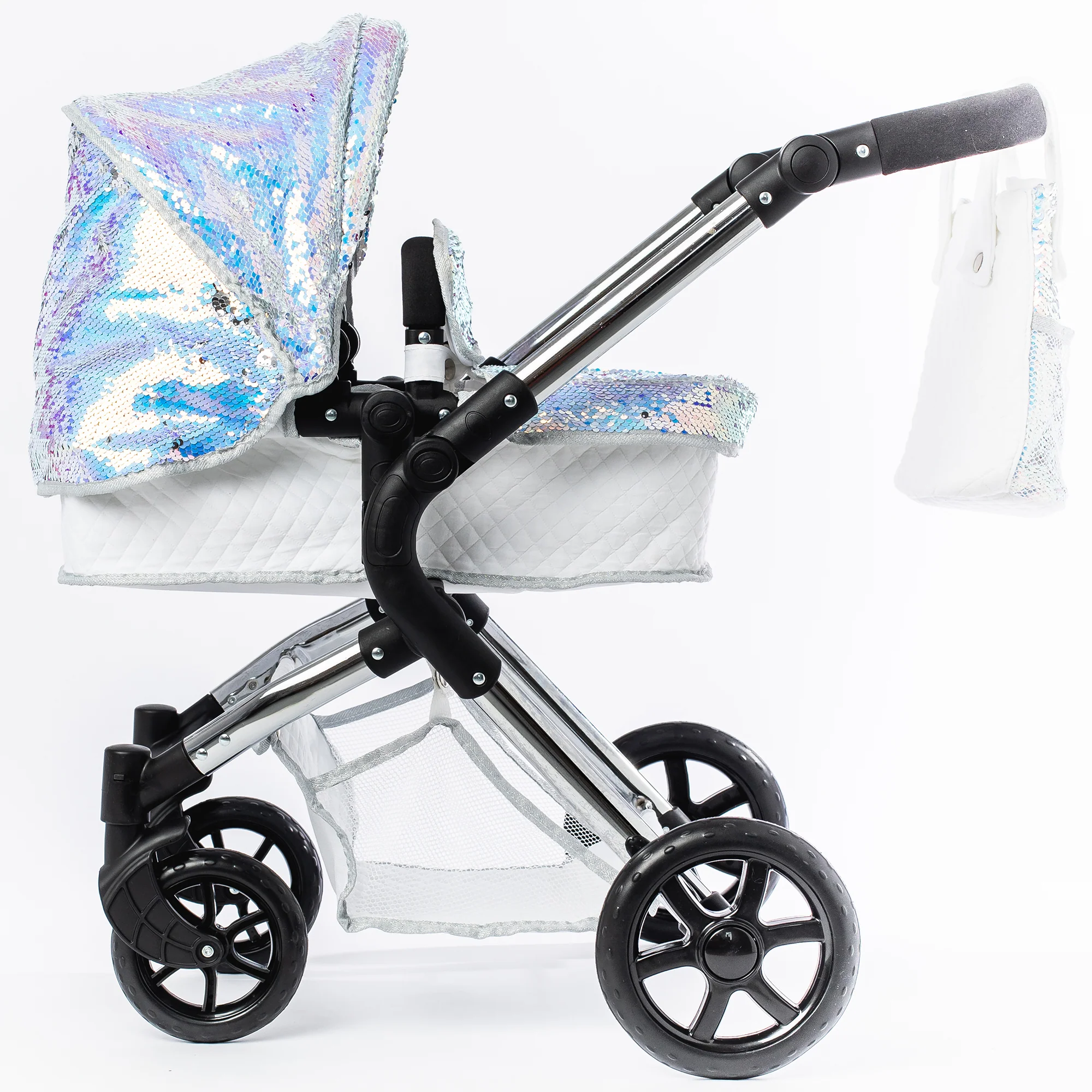 Roma Polly Doll Pram 2-In-1 Convertible Silver Mermaid - Image 5