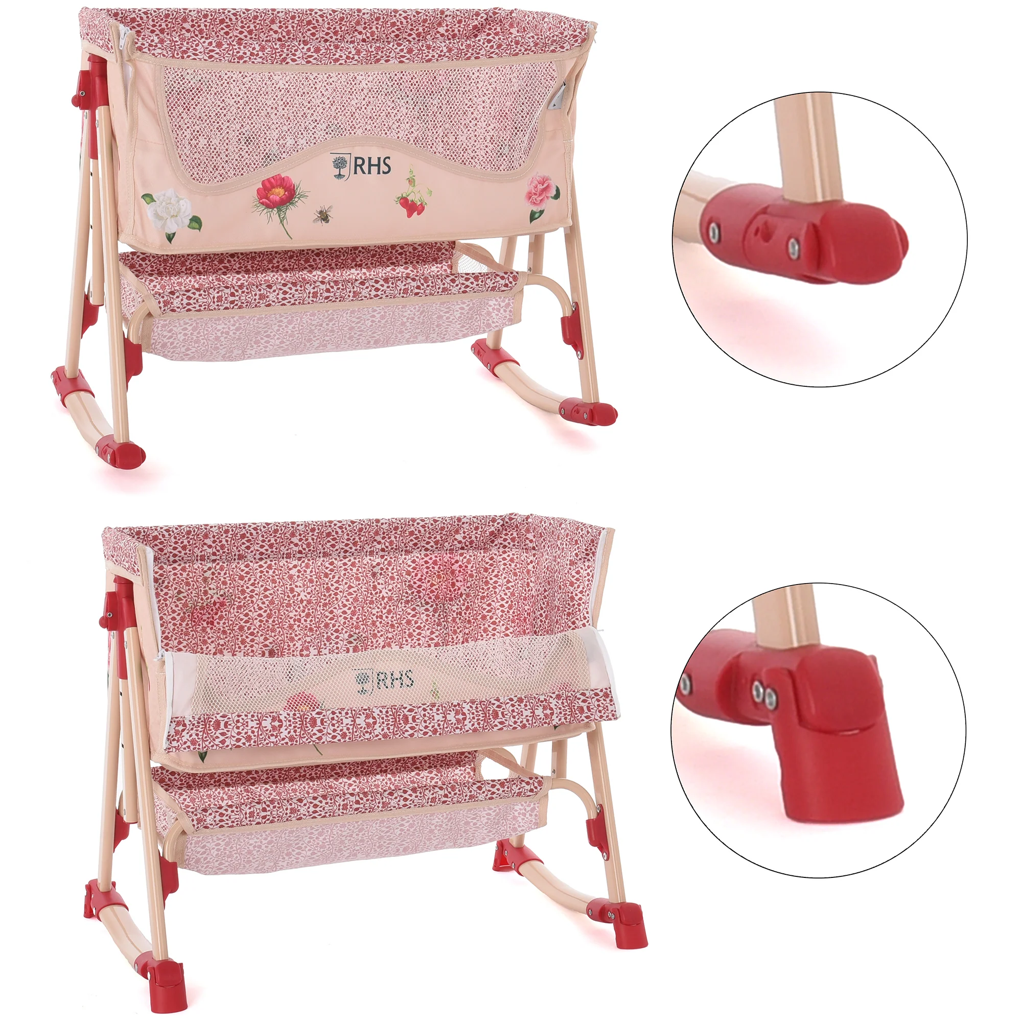 Roma RHS Flora Bedside Crib With Rocking Mode And Adjustable Height - Image 5