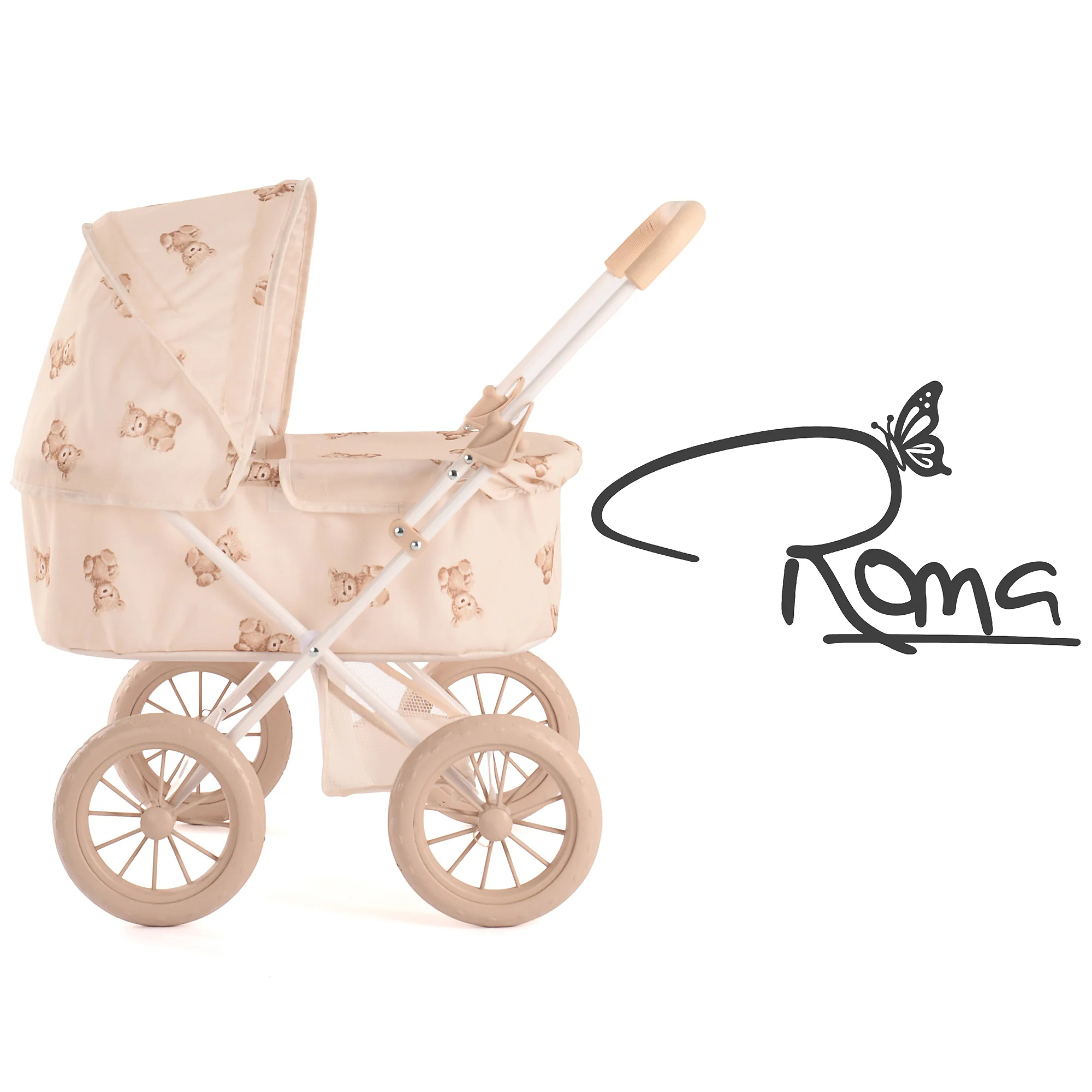Roma Teddy Doll Pram With Adjustable Handle And 2-In-1 Design - Image 2