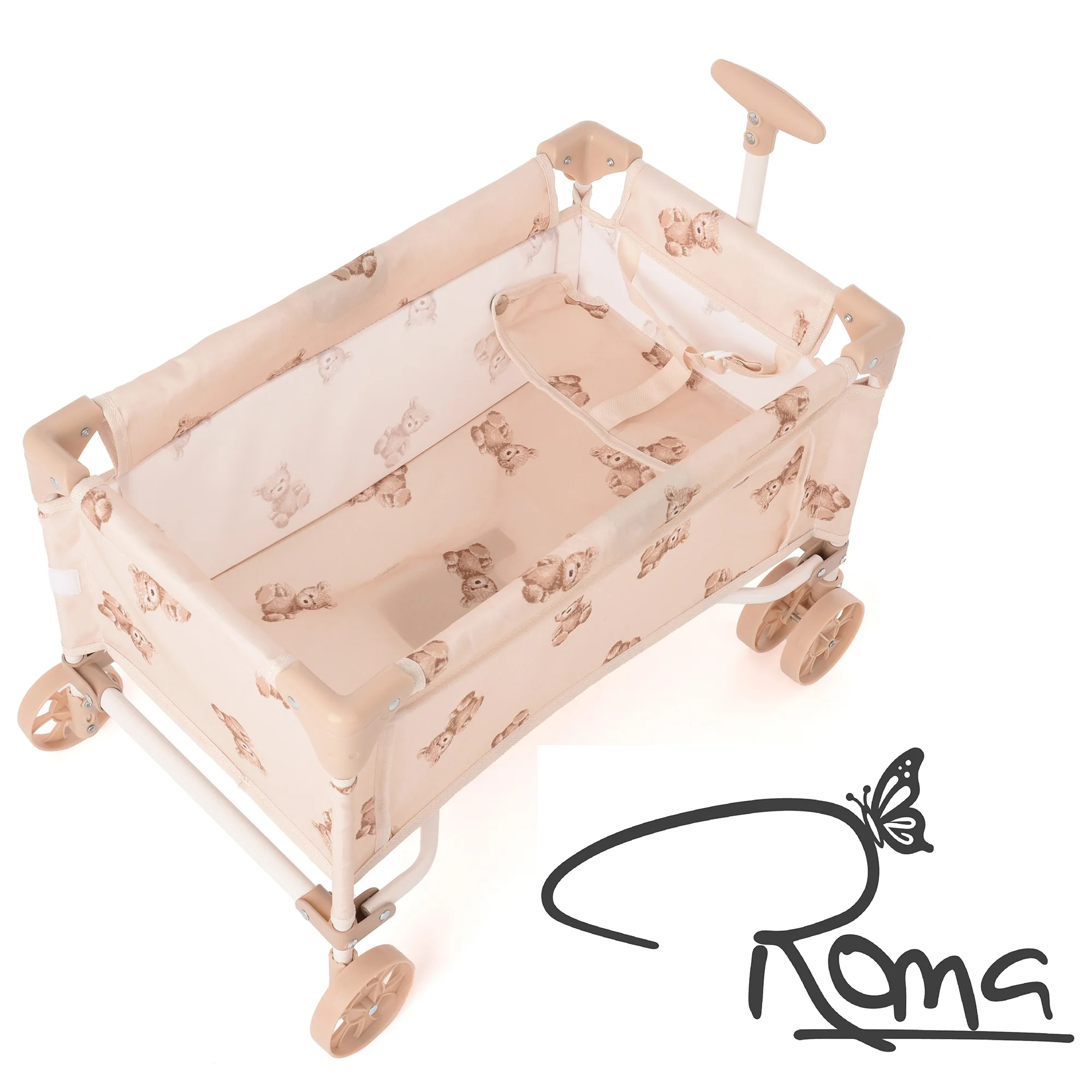 Roma Teddy Toy Wagon Foldable Storage Cart With Teddy Bear Print - Image 2