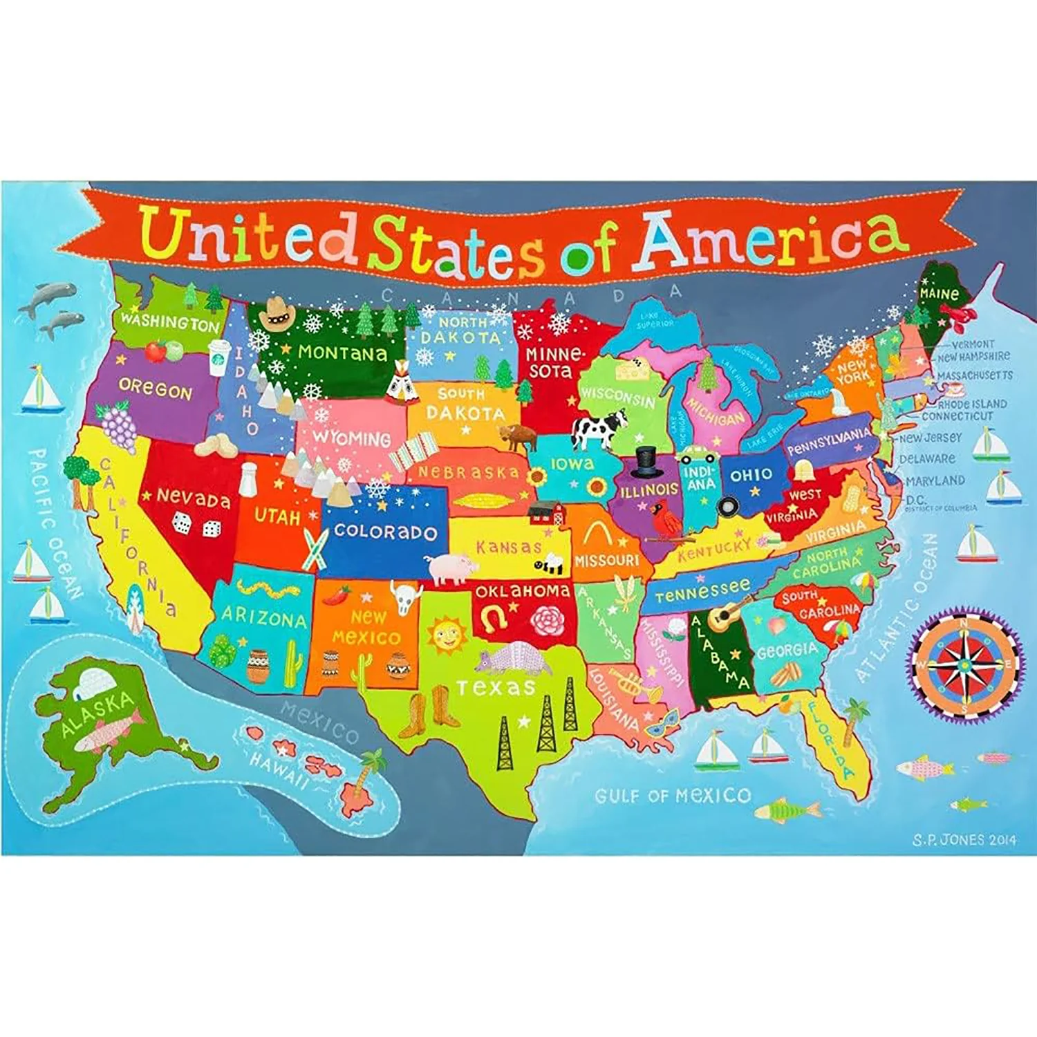Round World Products USA Map Floor Puzzle for Kids - 48 pc - Image 3